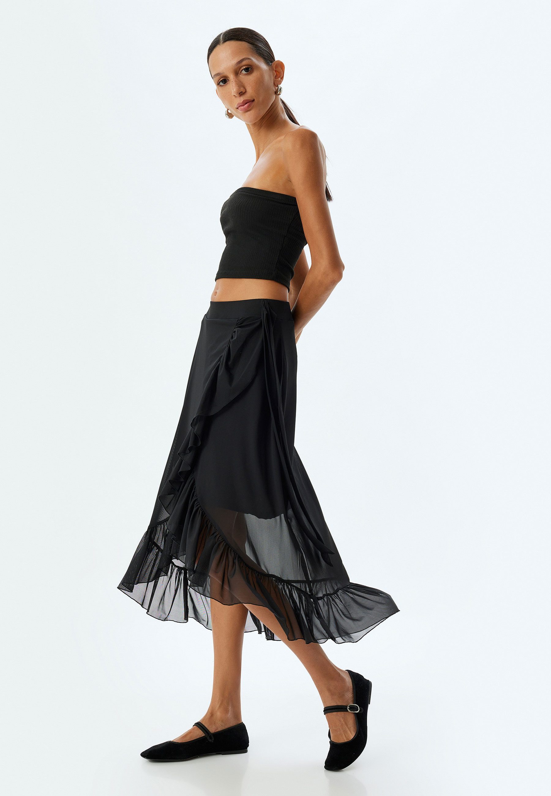 Midirock Midi Länge Asymmetrisch