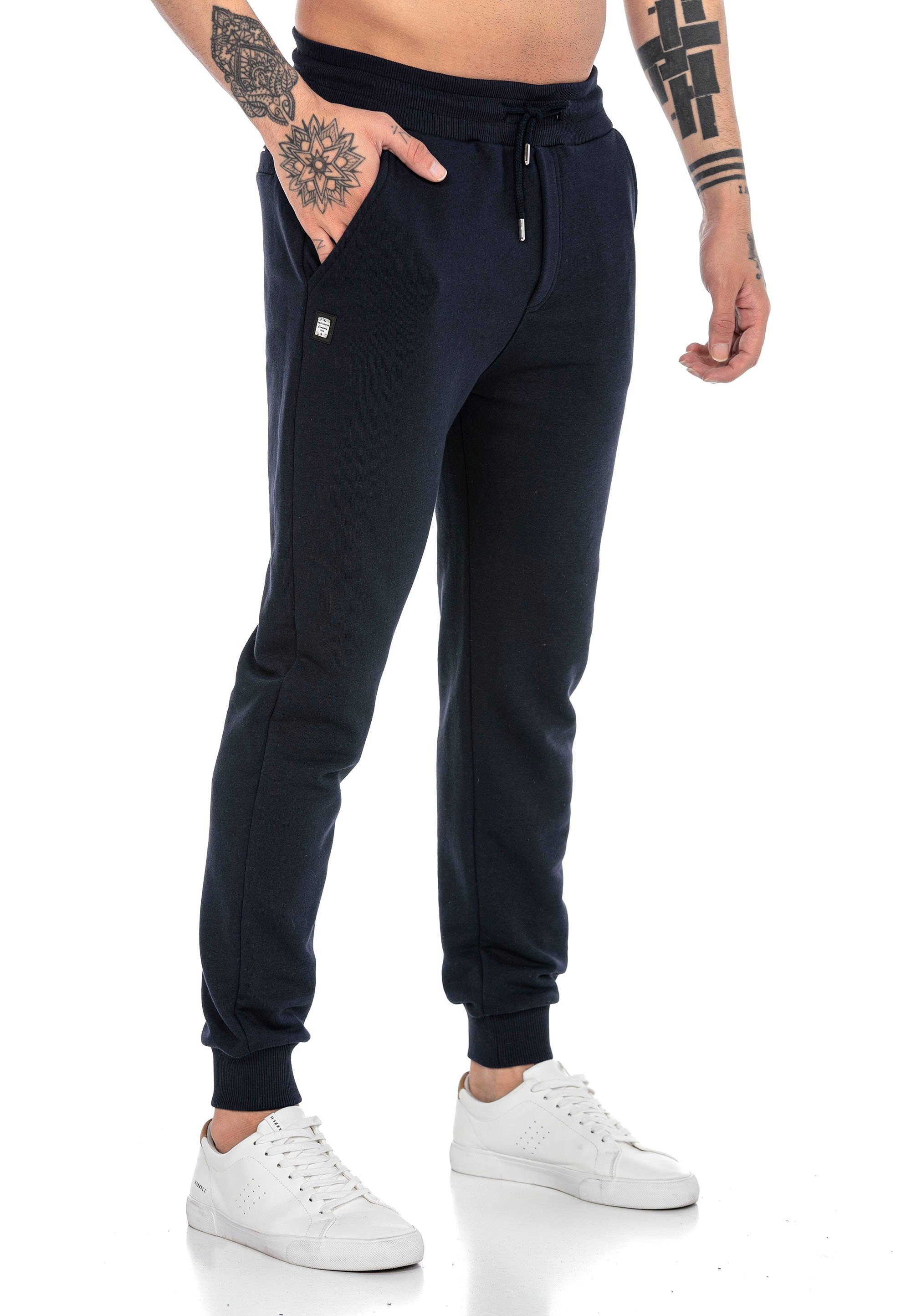 Bund Jogger mit Jogginghose Brandlogo High elastischer Navyblau Quality RedBridge