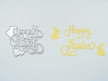 Stanzenshop.de Motivschablone Stanzschablone: Zwei Hasen und Schriftzug "Happy Easter