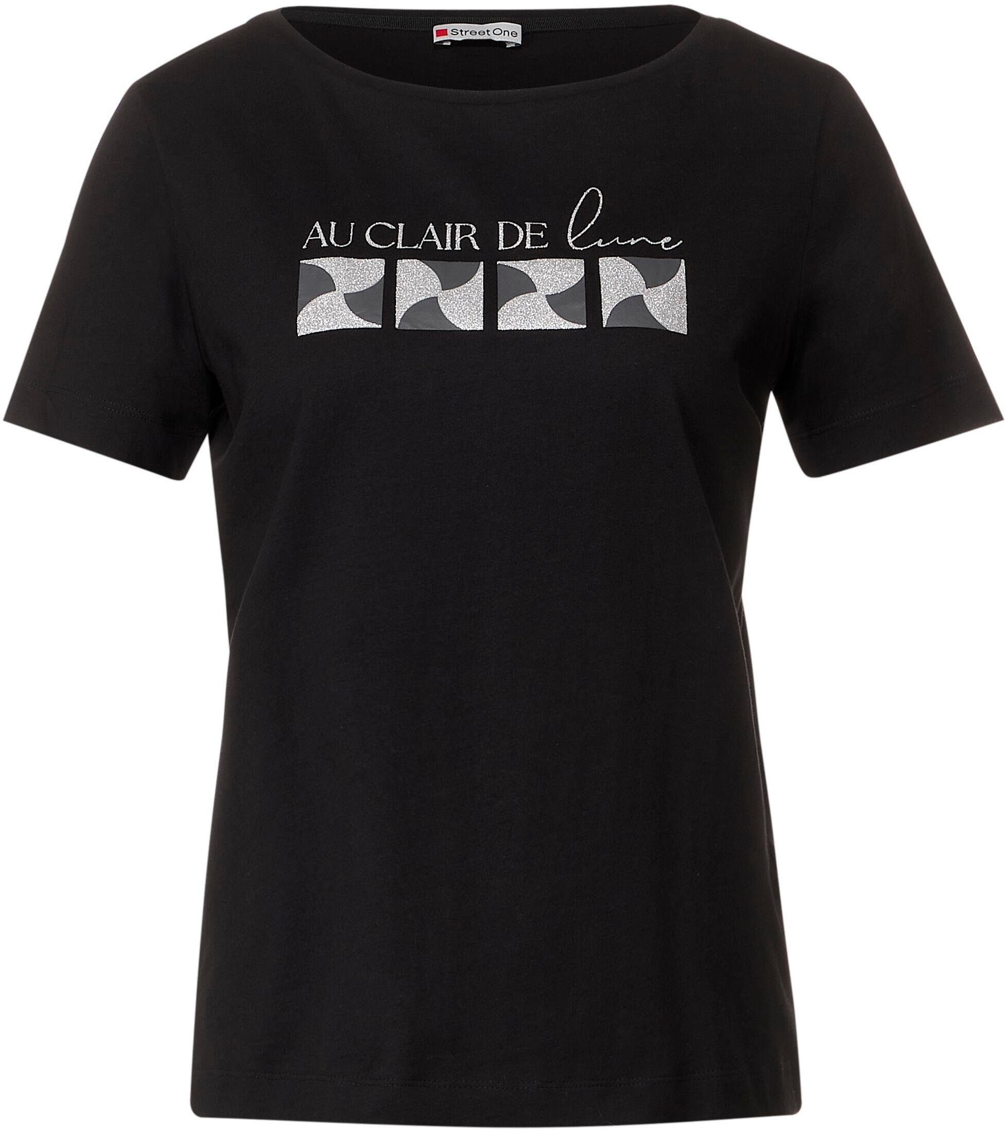 T-Shirt ONE STREET Rundhalsausschnitt mit schwarz