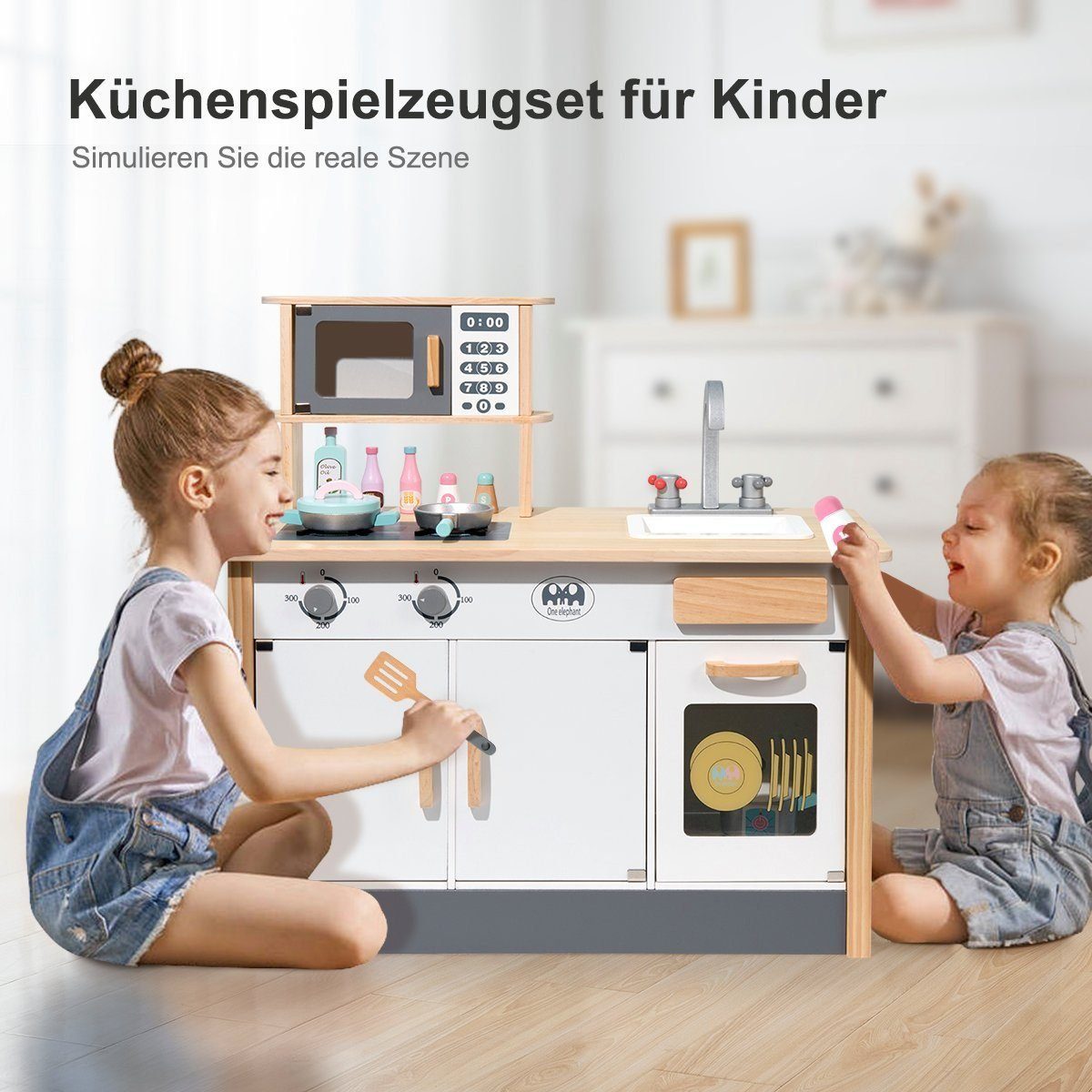 Kinder-Küchenset Chef Küchenzeile Küche Rollenspiel Spielküche für DOTMALL Kinder Holz Zubehör