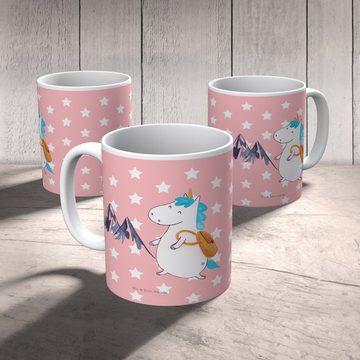 Mr. & Mrs. Panda Kinderbecher Einhorn Bergsteiger - Rot Pastell - Geschenk, Bruchfeste Tasse, Einhö, Kunststoff, Förderung der Selbstständigkeit