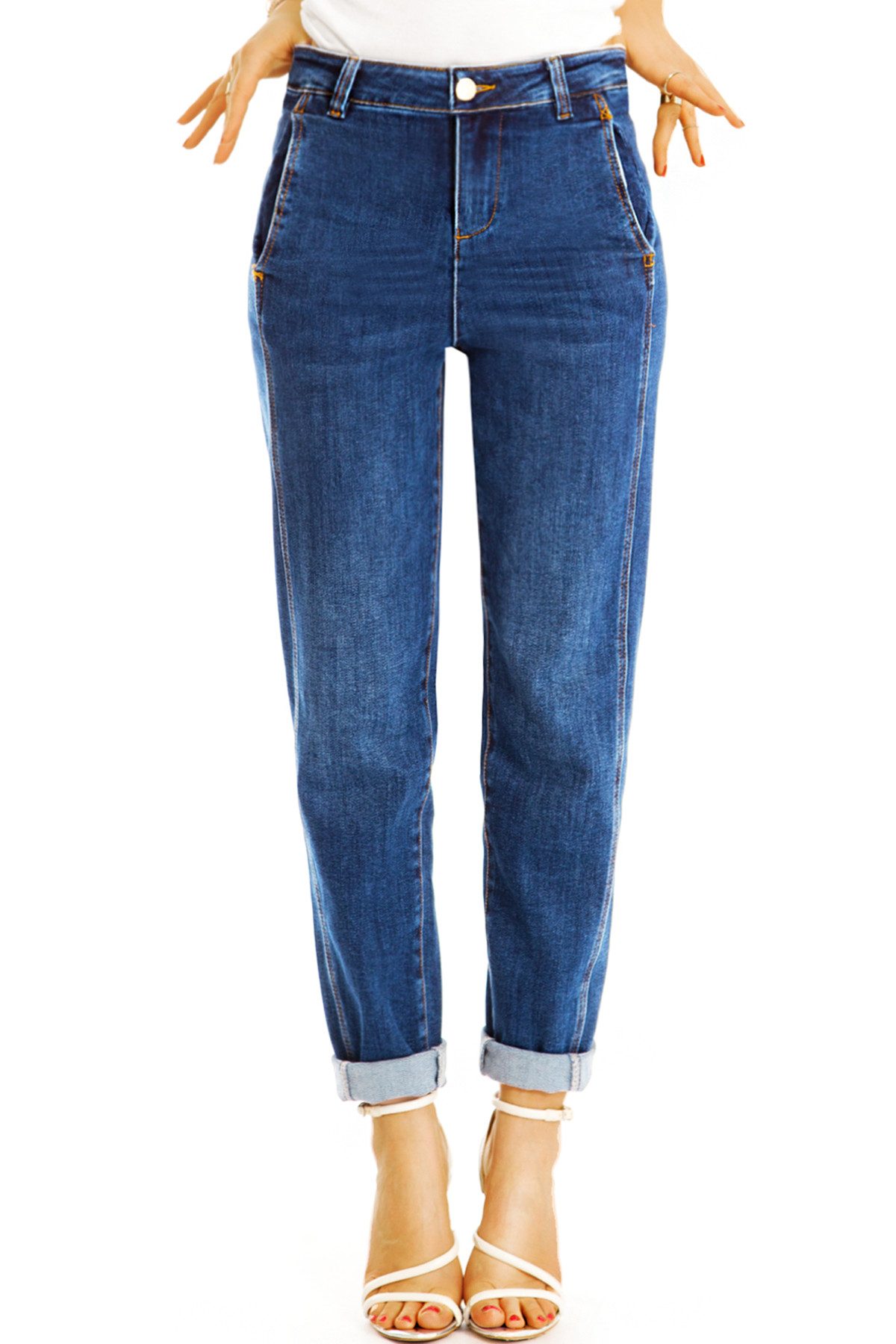 be styled Mom-Jeans Mom fit Jeans Hosen bequeme High waist Stretchjeans - Damen - j40L-2 mit Stretch-Anteil