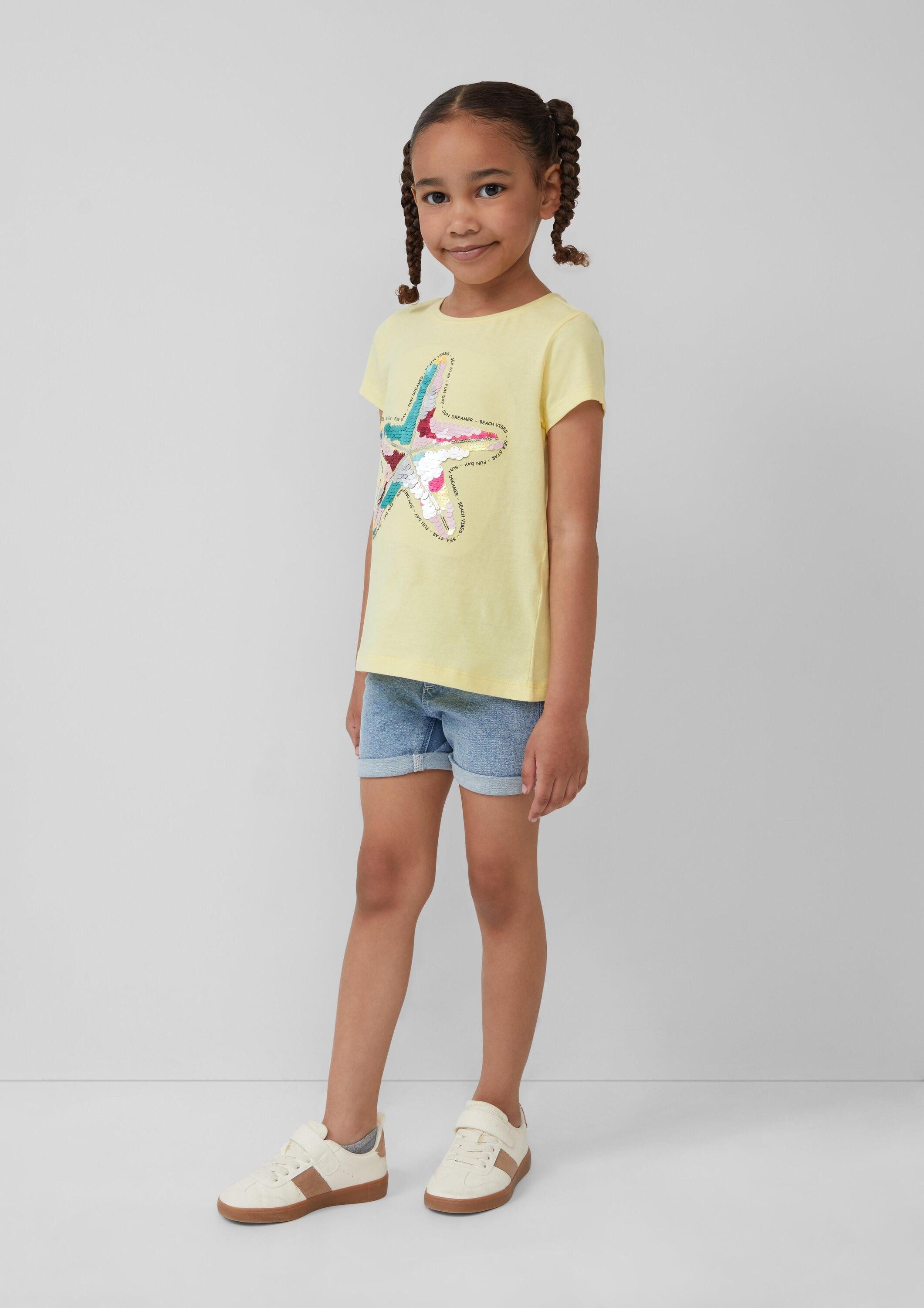 s.Oliver Kurzarmshirt T-Shirt T-Shirt im A-Shape mit Wendepailletten
