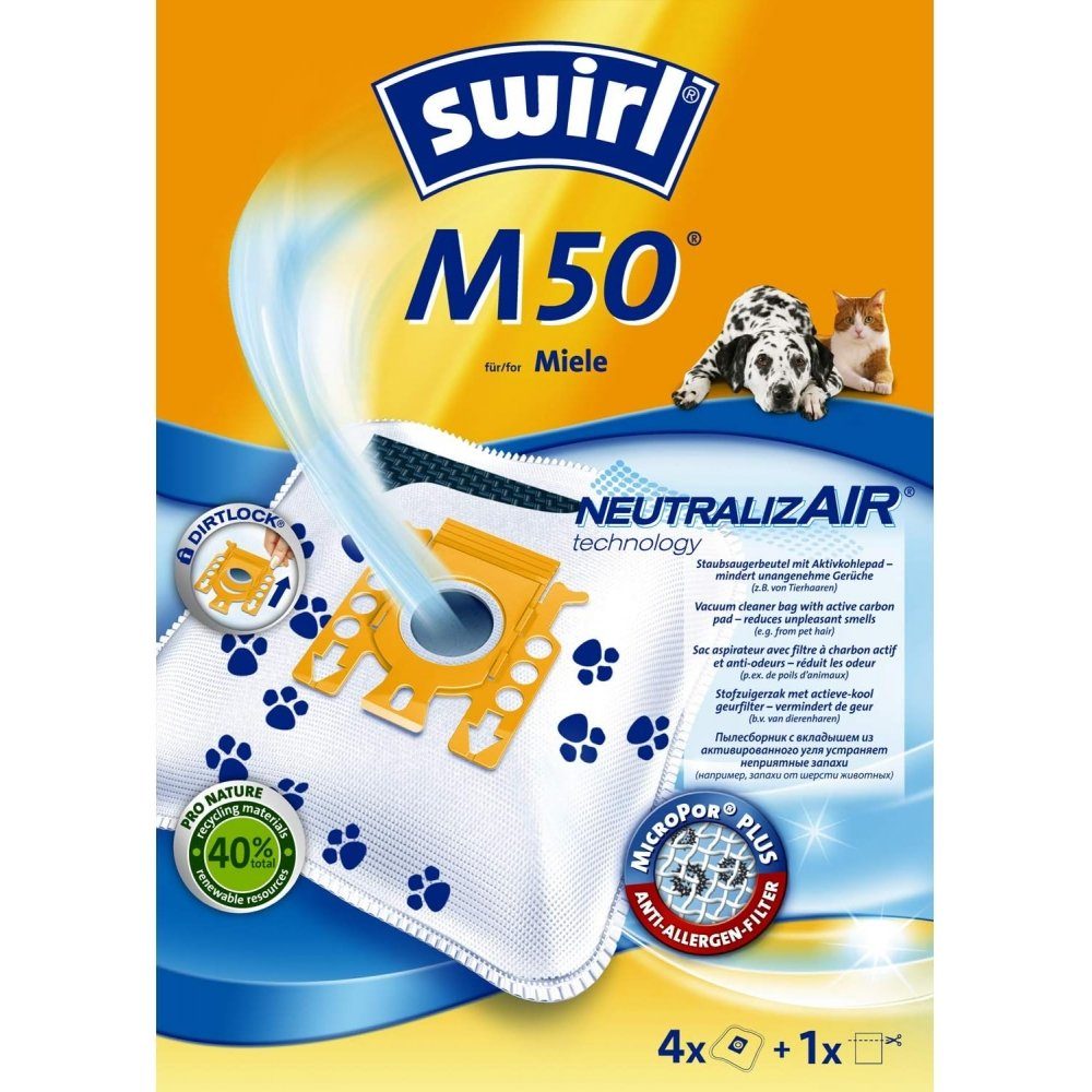 Swirl Staubsaugerbeutel M50 NeutralizAir - Staubsaugerbeutel - weiß, passend für MIELE