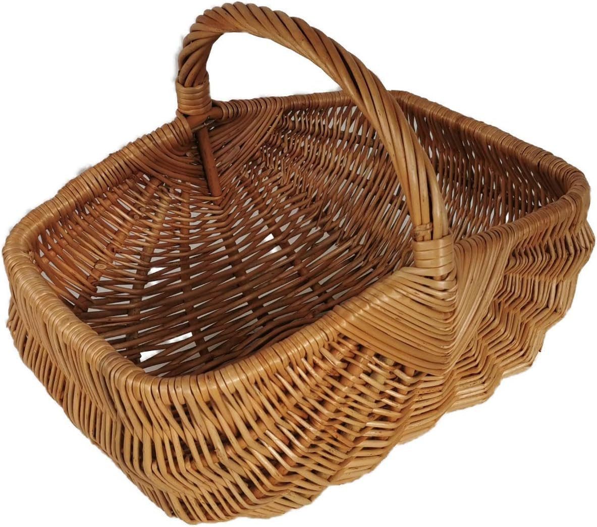 natuleo by pokuc Flaschenkorb Einkaufskorb aus Weide Braun 43x31x36 cm "Windmühle"