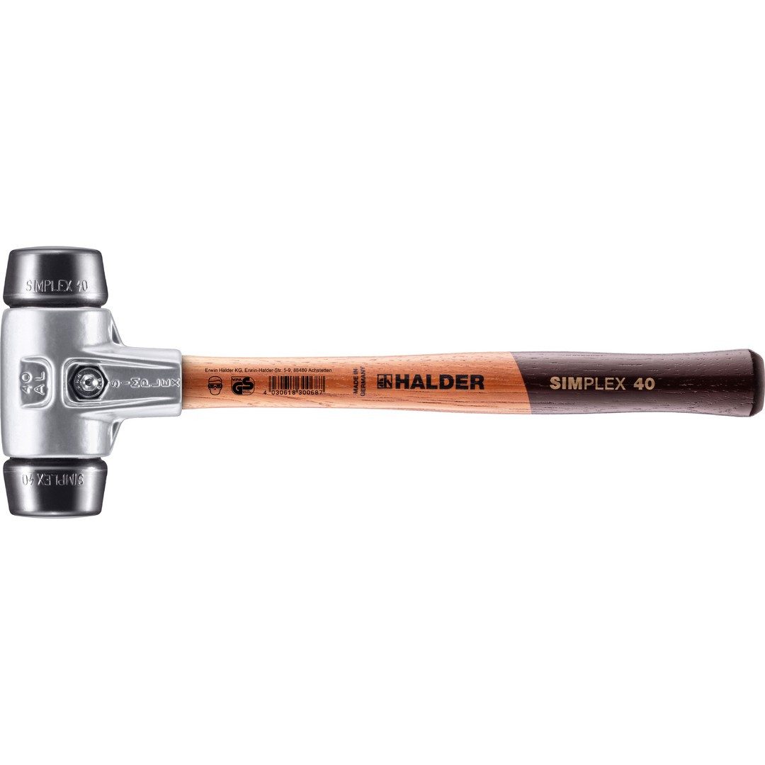 Gummihammer HALDER SIMPLEX Schonhammer Ø 40 mm Gummi mit Aluminiumgehäuse