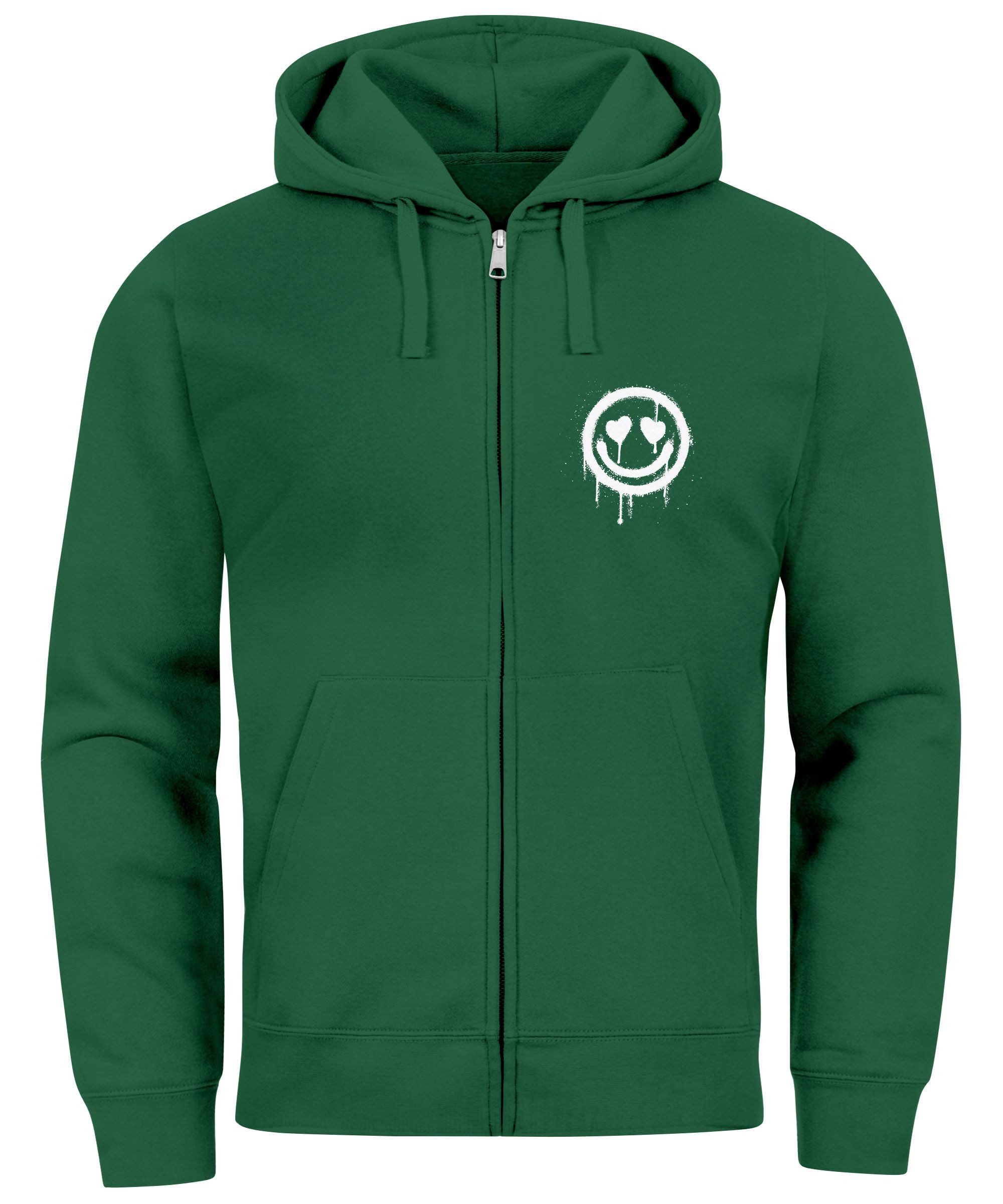 Neverless Sweatjacke Sweatjacke Herren Print Smile günstig online kaufen