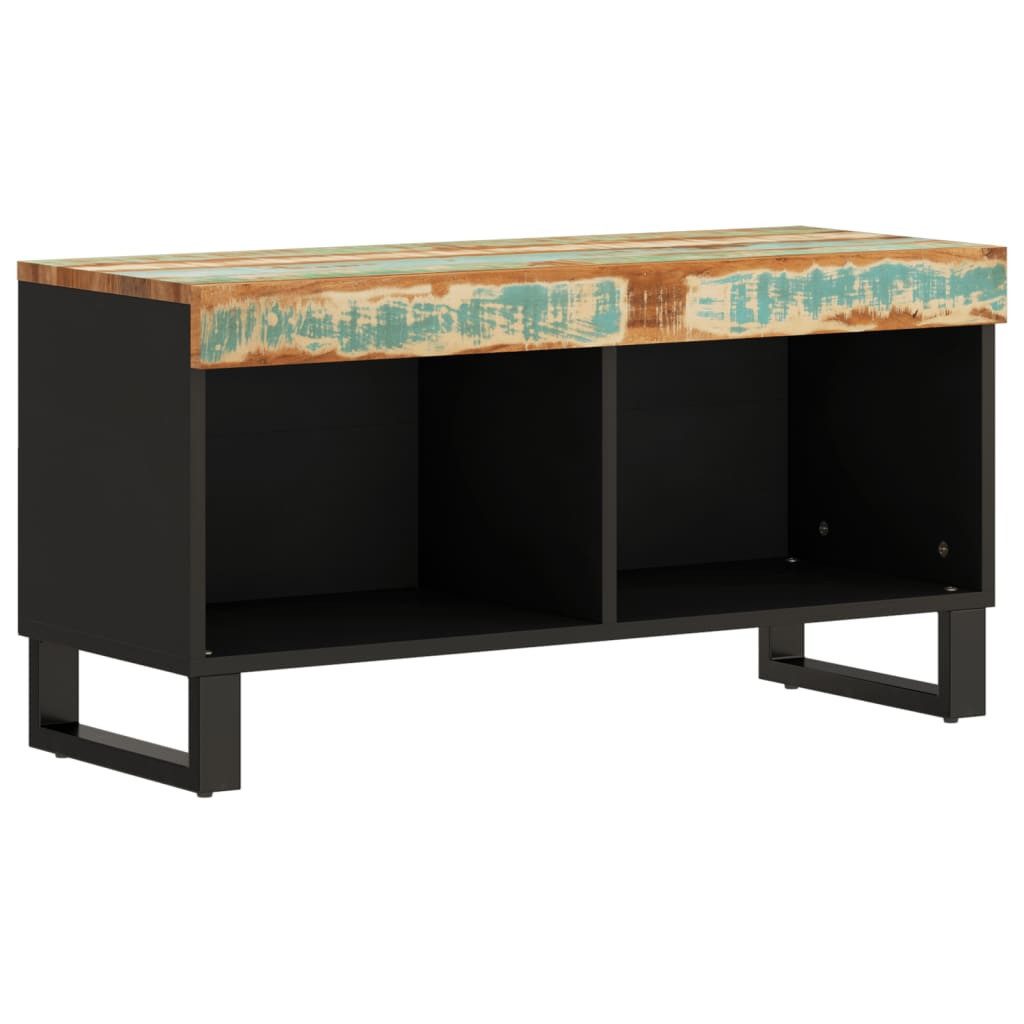 furnicato Media-Regal TV-Schrank aus Massivholz & Eisen 85x33x43,5 cm, bunte Farbgebung, 1-tlg., Stabiles Lowboard mit viel Stauraum für Medienträger und Geräte
