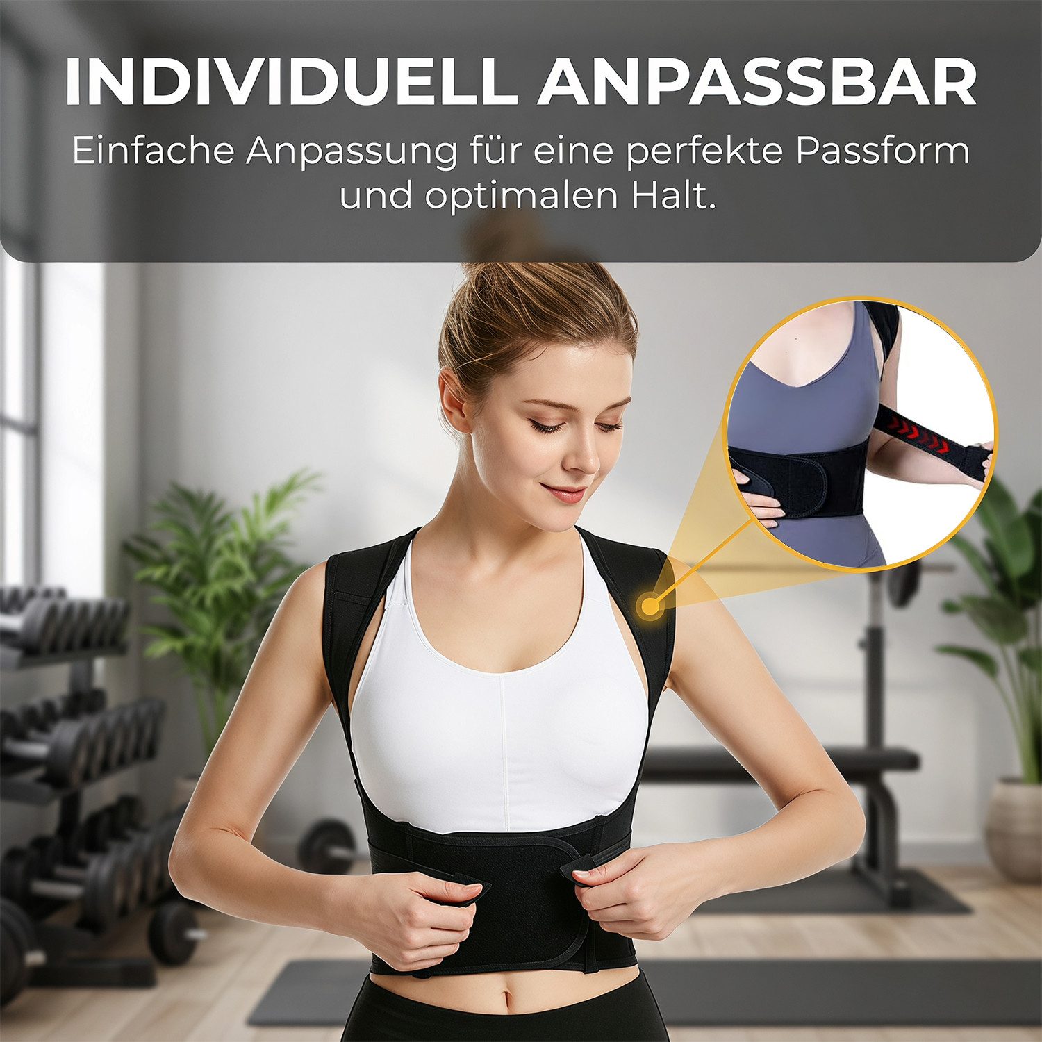 AKKEE Rückenbandage Verstellbarer Haltungskorrektur für Frauen und Männer, Rücken Geradehalter mit Taille
