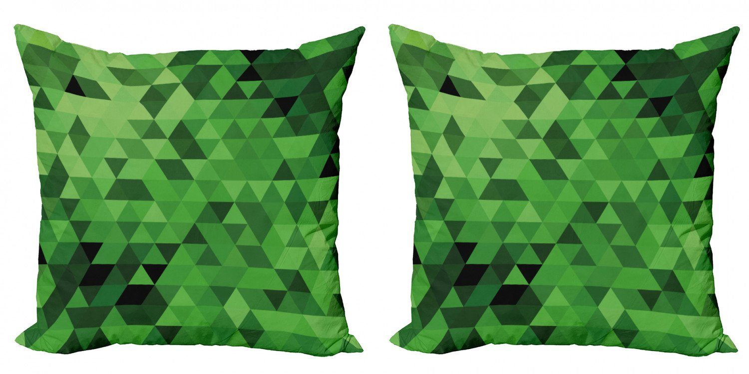 Kissenbezüge Modern Accent Doppelseitiger Digitaldruck, Triangles (2 Grün Stück), Abstrakt Mosaik Abakuhaus