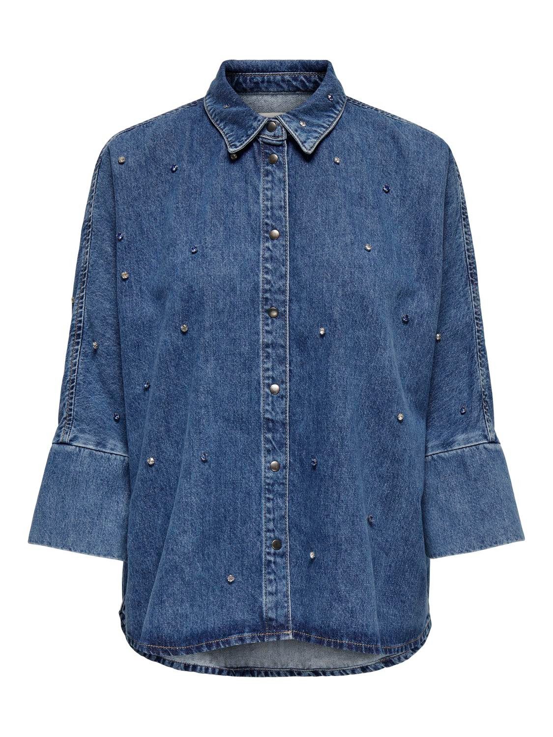 Jeansbluse ONLGRACE 3/4 RHINESTONE MB DNM SHIRTNOOS