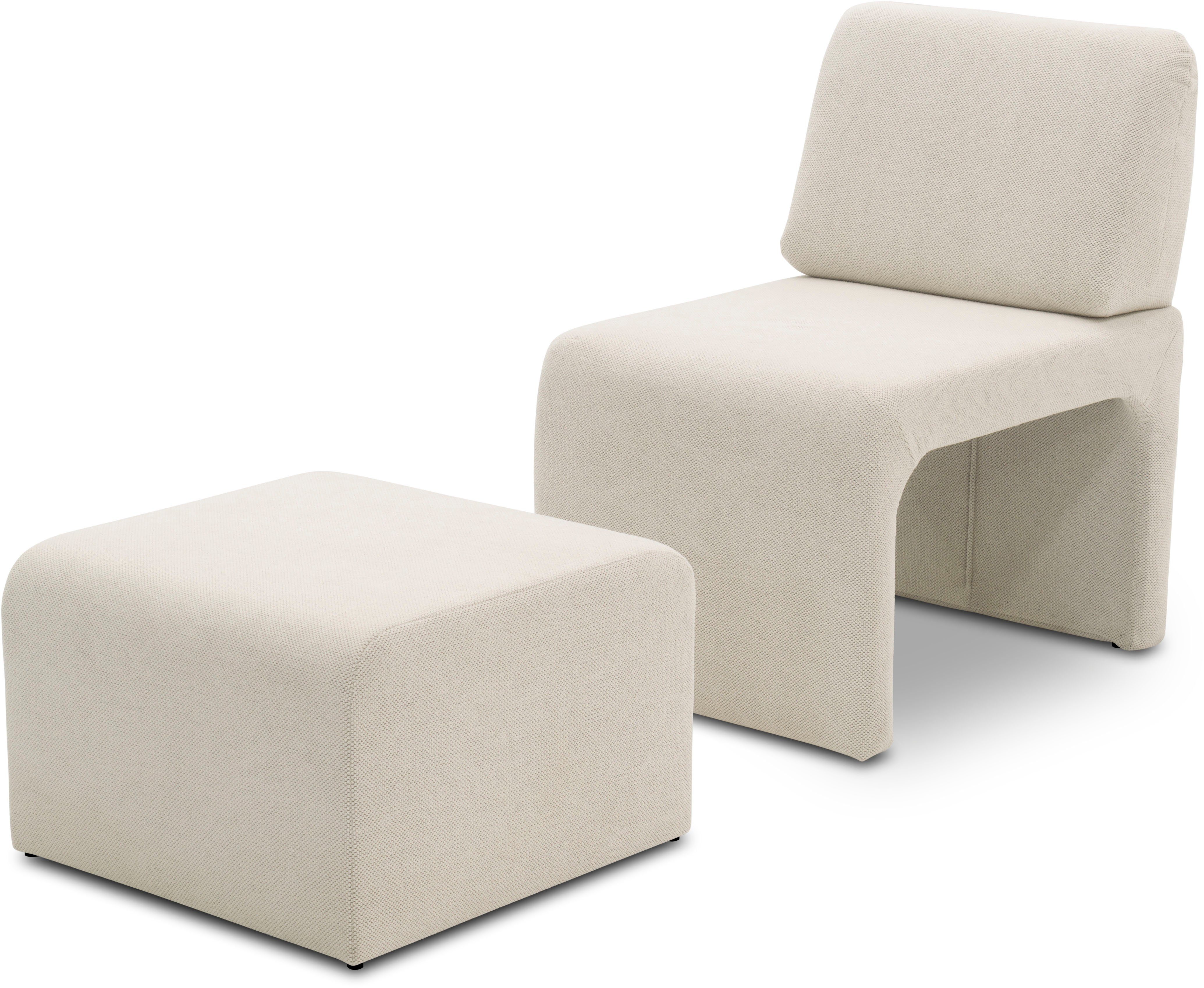 DOMO collection Sessel mit Hocker 700017 ideal für kleine Räume