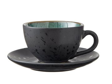 Bitz Tasse Tasse mit Untertasse black/dark blue 0,24 l Set4, Steinzeug