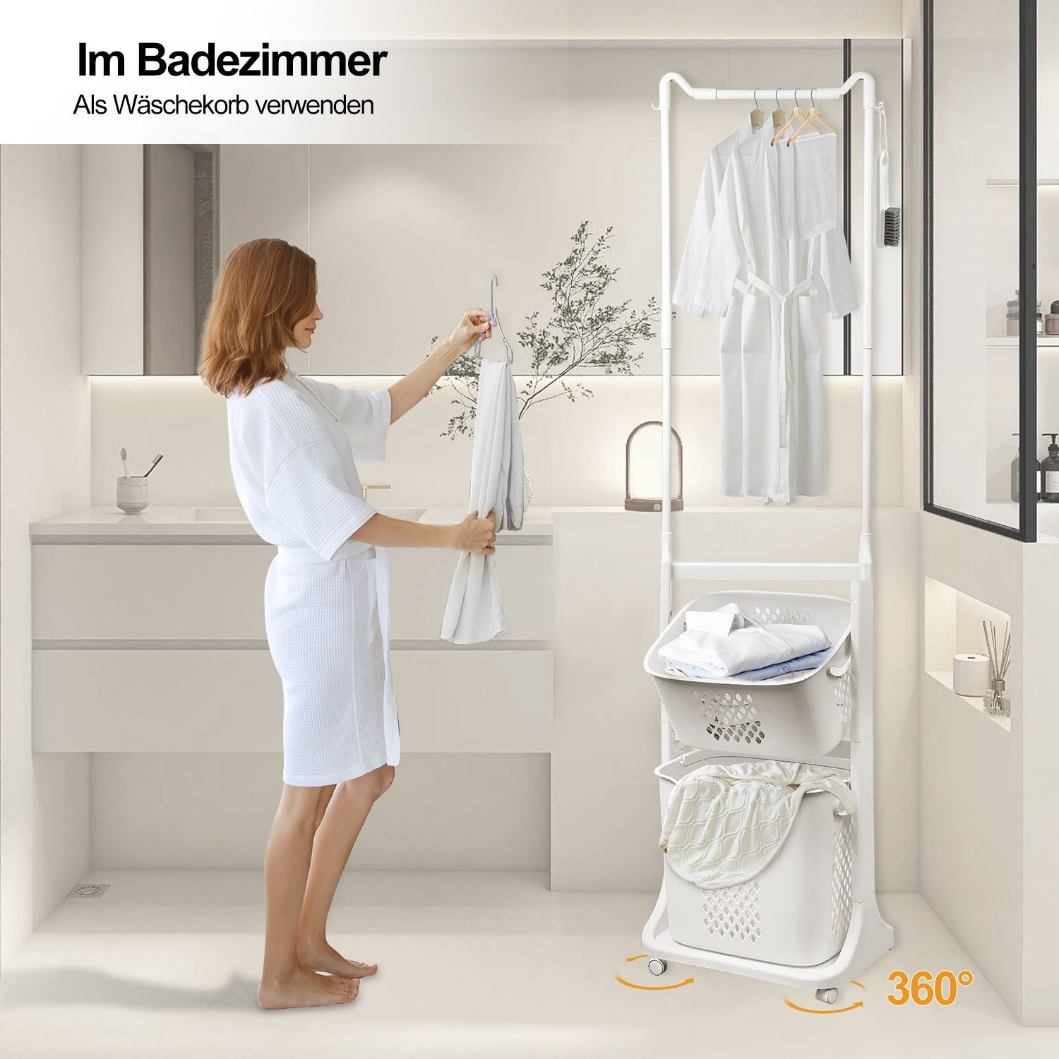 Simloveve Wäschekorb 2 Fächer,Wäschekorb mit Kleiderständer,Wäschebox günstig online kaufen