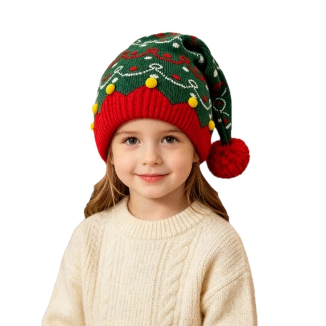 nsihing Strickmütze Weihnachtsmützen Mit Bommel Winter Warme Strickmutzen Unisex-Strickmütze für Erwachsene und Kinder
