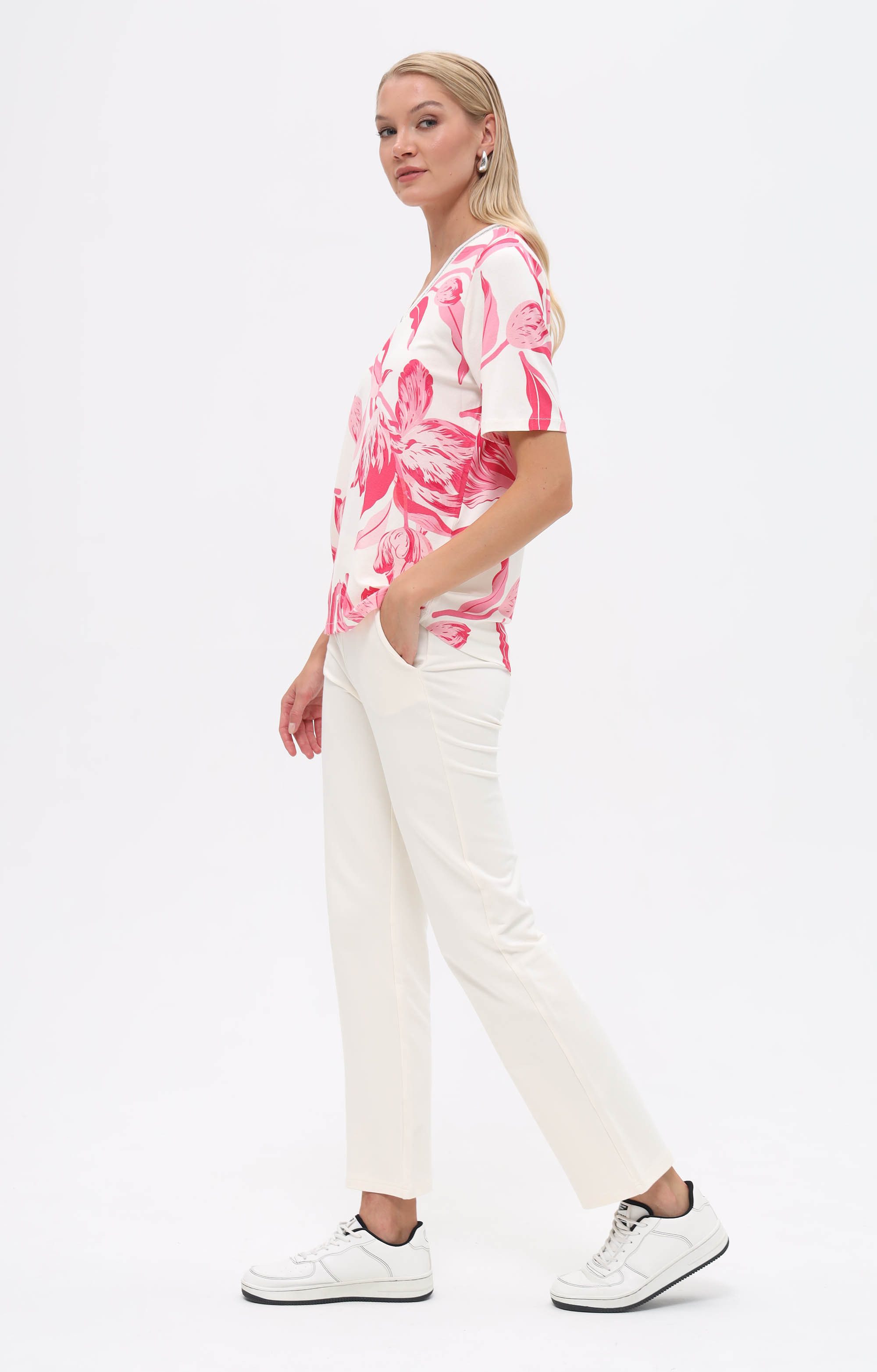 Passioni T-Shirt mit Tulpen-Print