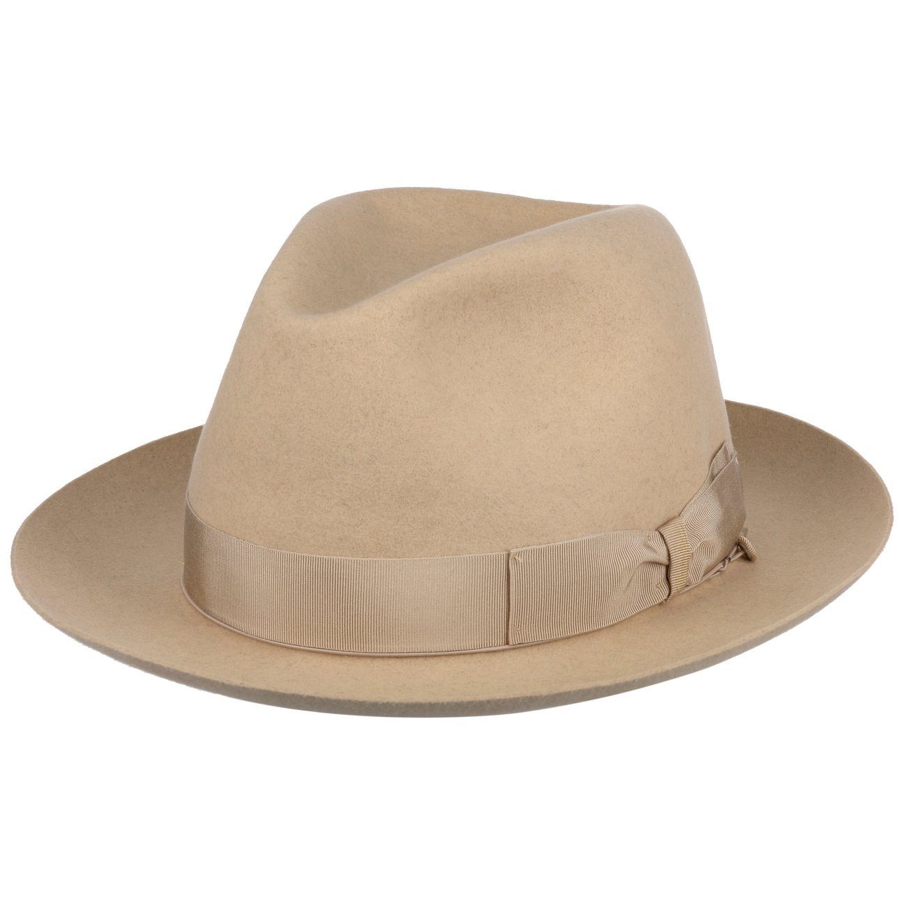 Borsalino Filzhut (1-St) Herrenhut mit Ripsband, Made in Italy beige