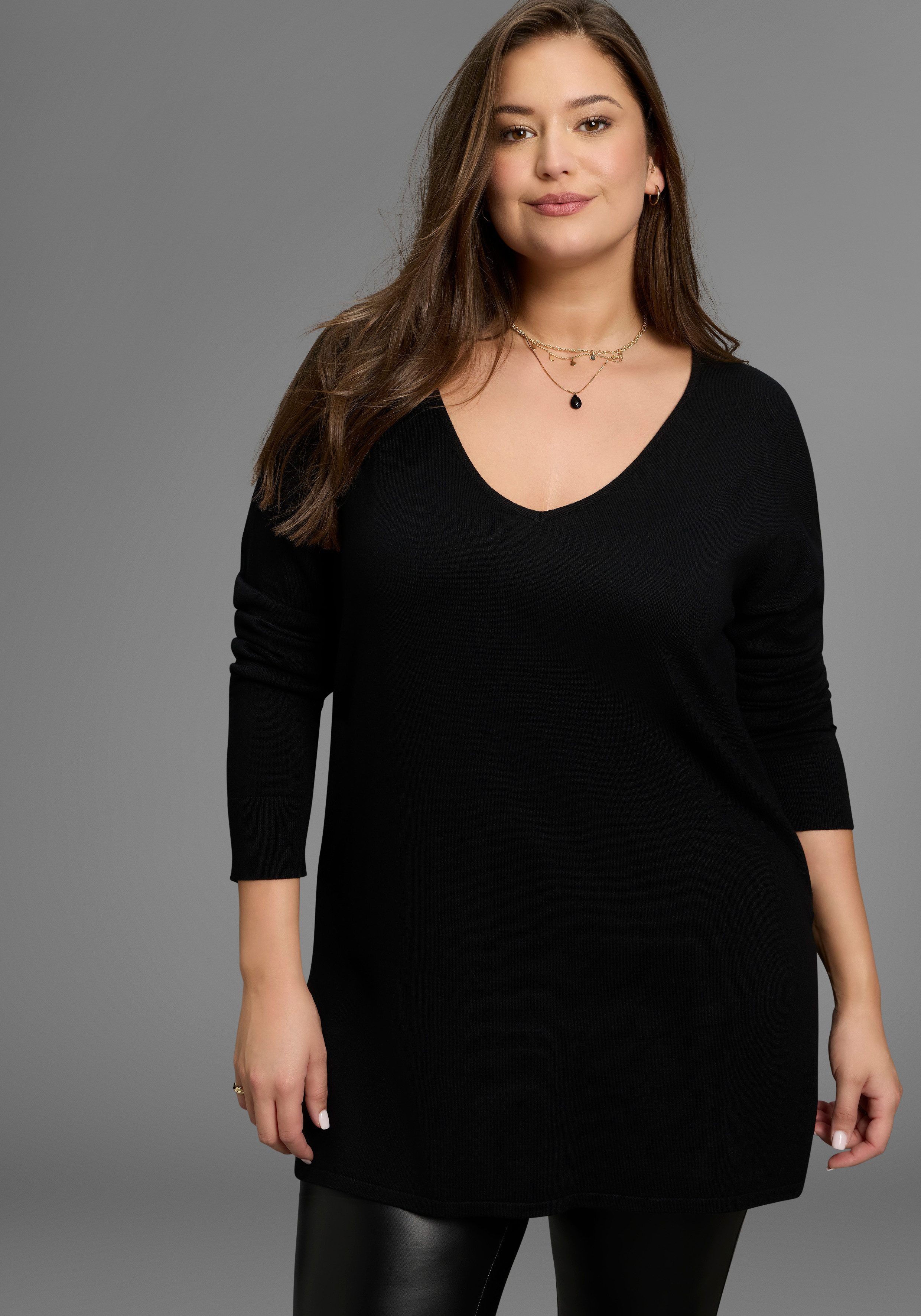 Laura Scott CURVE Longpullover aus fließendem günstig online kaufen