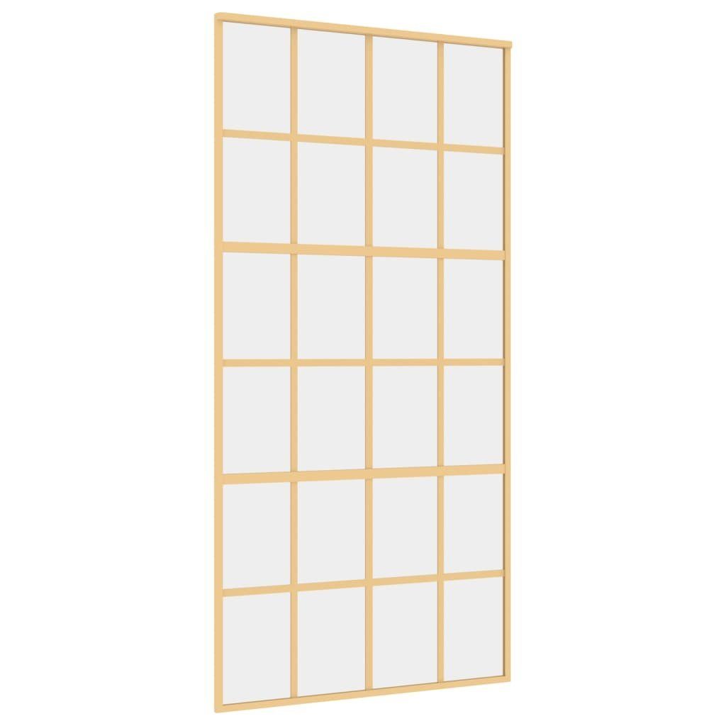 vidaXL Zimmertür 1025 x 205 cm Schiebetür Golden 102,5x205 cm ESG-Klarglas und Aluminiu