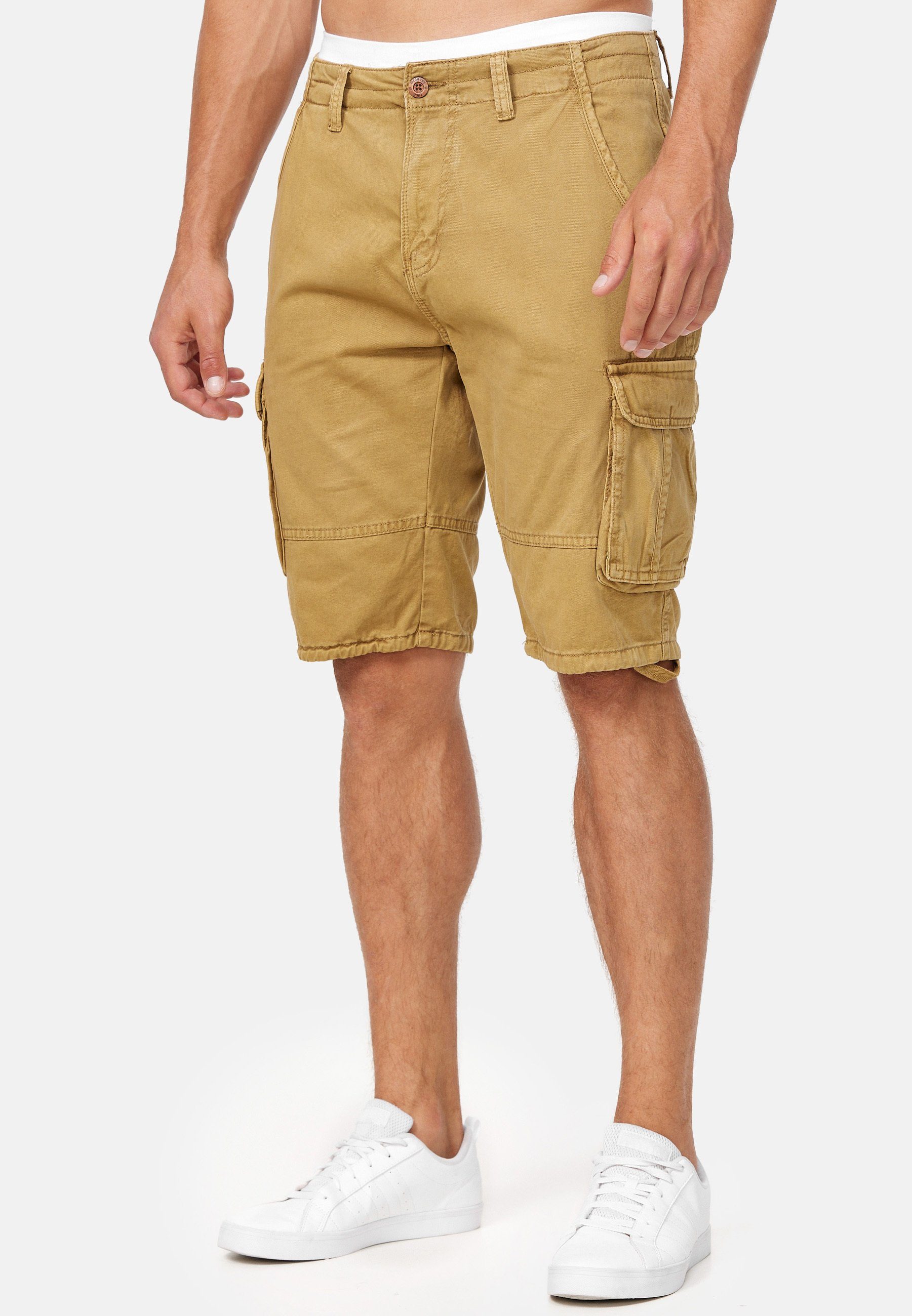 Indicode Cargoshorts Herren Monroe Cargo Cargo Shorts Herrenshorts mit 6 Taschen inkl. Gürtel