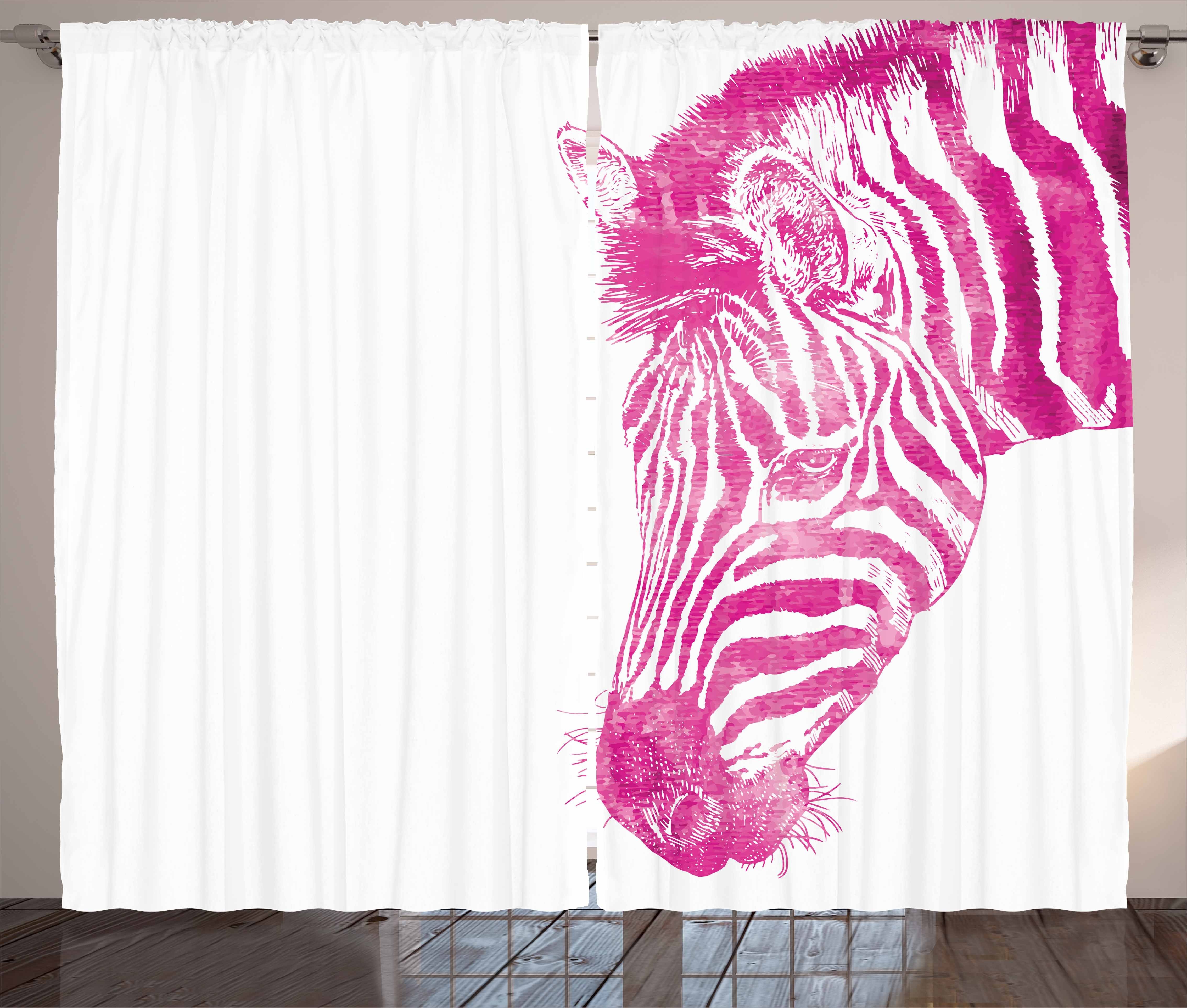 Gardine Schlafzimmer Kräuselband Vorhang mit Schlaufen und Haken, Abakuhaus, rosa Zebra Tierkopf Vibrant