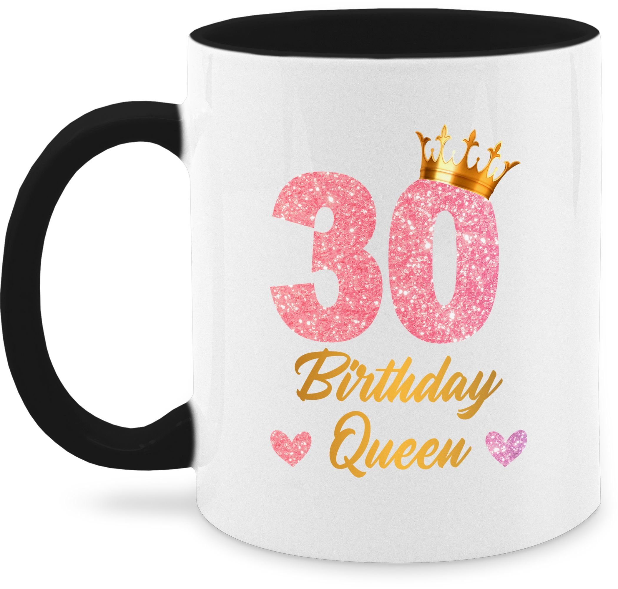 Shirtracer Tasse 30 Birthday Queen Geburtstags Königin Geburtstagsgeschenk 30, Keramik, 30. Geburtstag Tasse 3 Schwarz