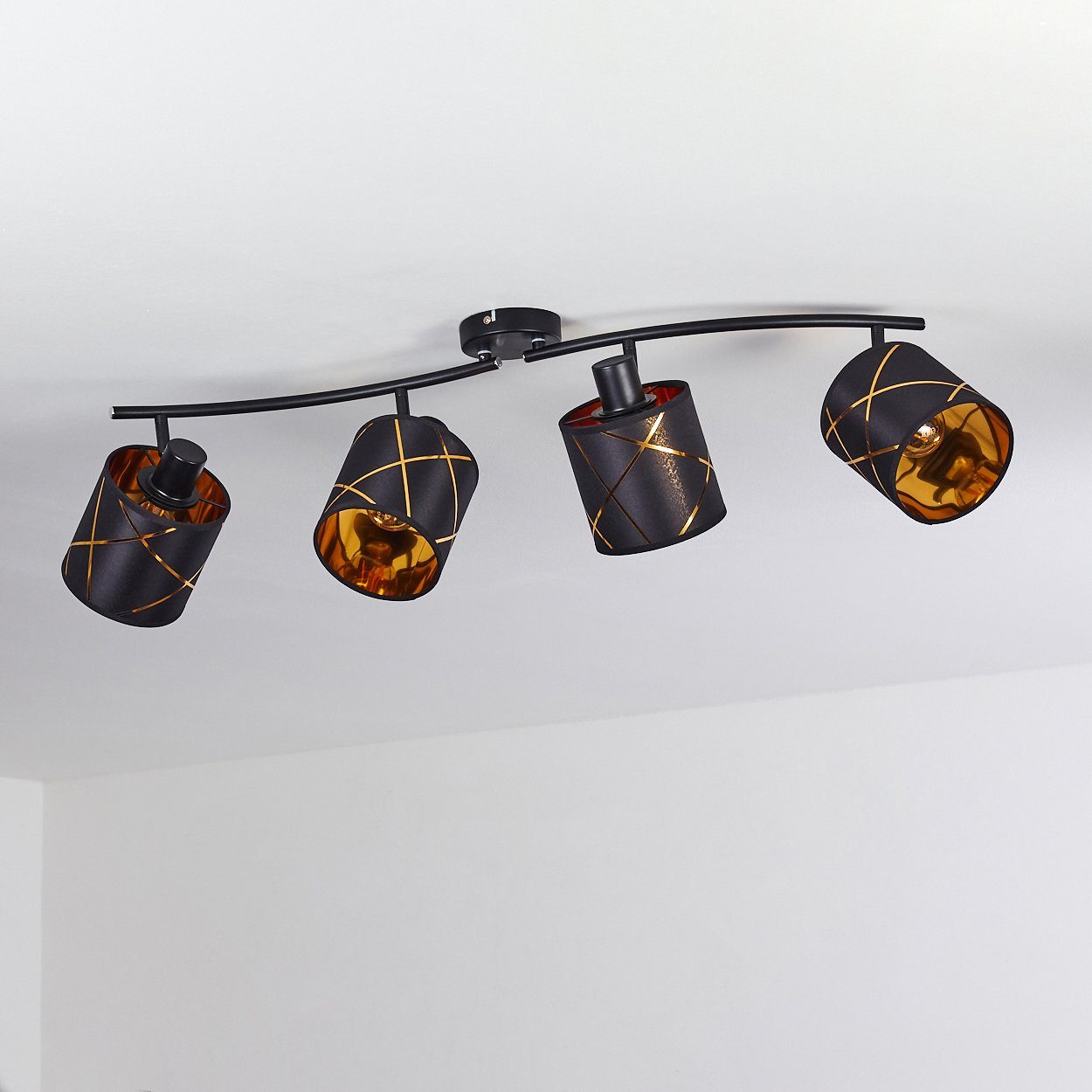 »Osimo« aus Look verstellbaren Leuchtmittel, 4xE27 4-flammige und Modern Metall Deckenleuchte kupferfarben, ohne hofstein Deckenlampe in Zimmerlampe mit Stoffschirmen, schwarz