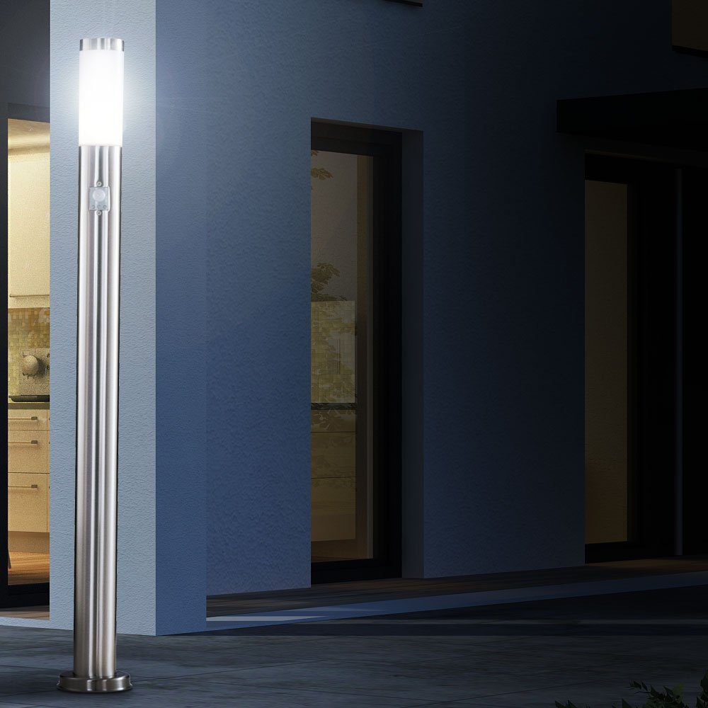 Leuchtmittel LED Silber Warmweiß, Außenlampe mit Pollerleuchte Außen-Stehlampe, Bewegungsmelder etc-shop inklusive,