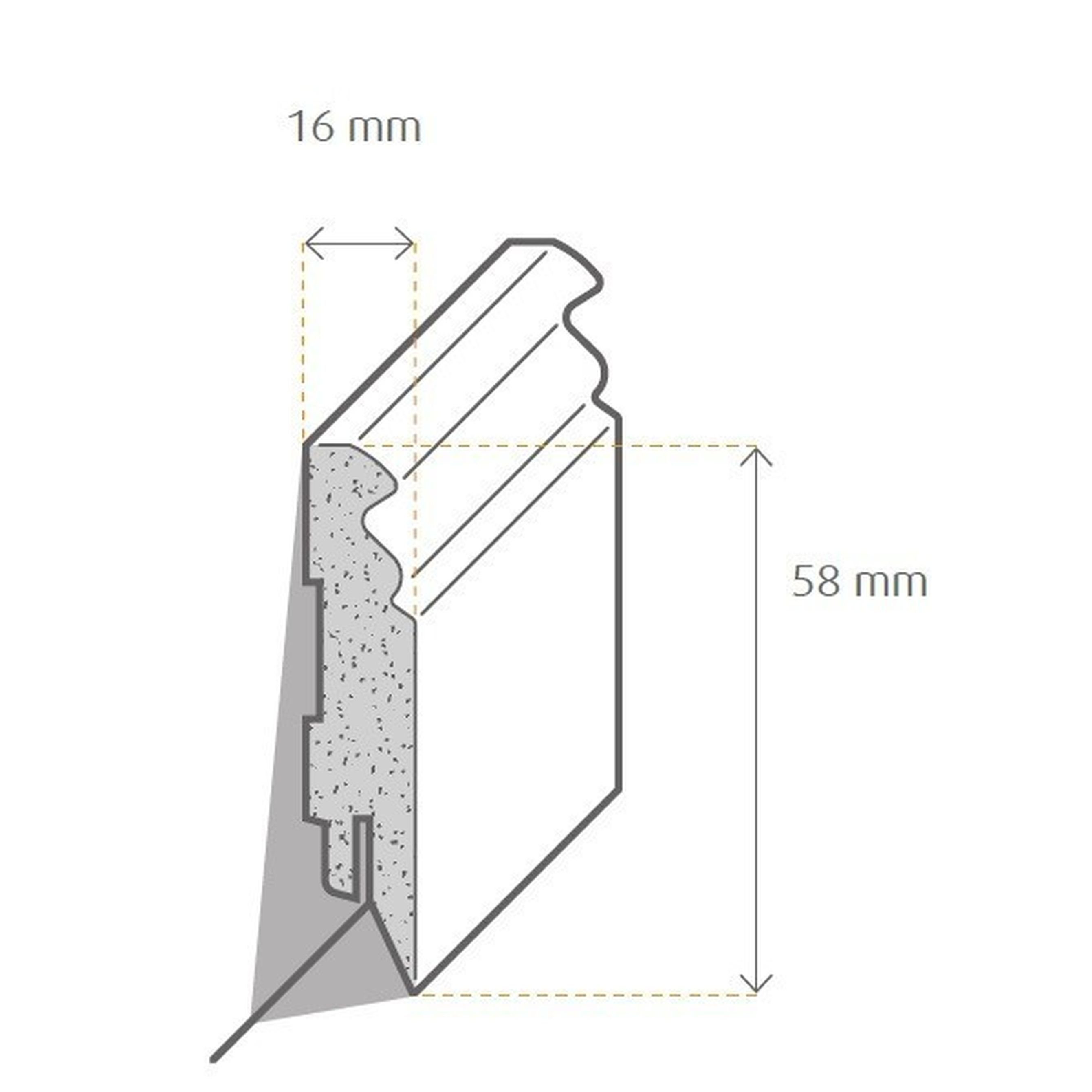 PROVISTON Sockelleiste MDF, 16 x 58 x 2500 mm, Weiß, Fußleiste Berliner Profil, MDF-Leiste, Berliner Profil
