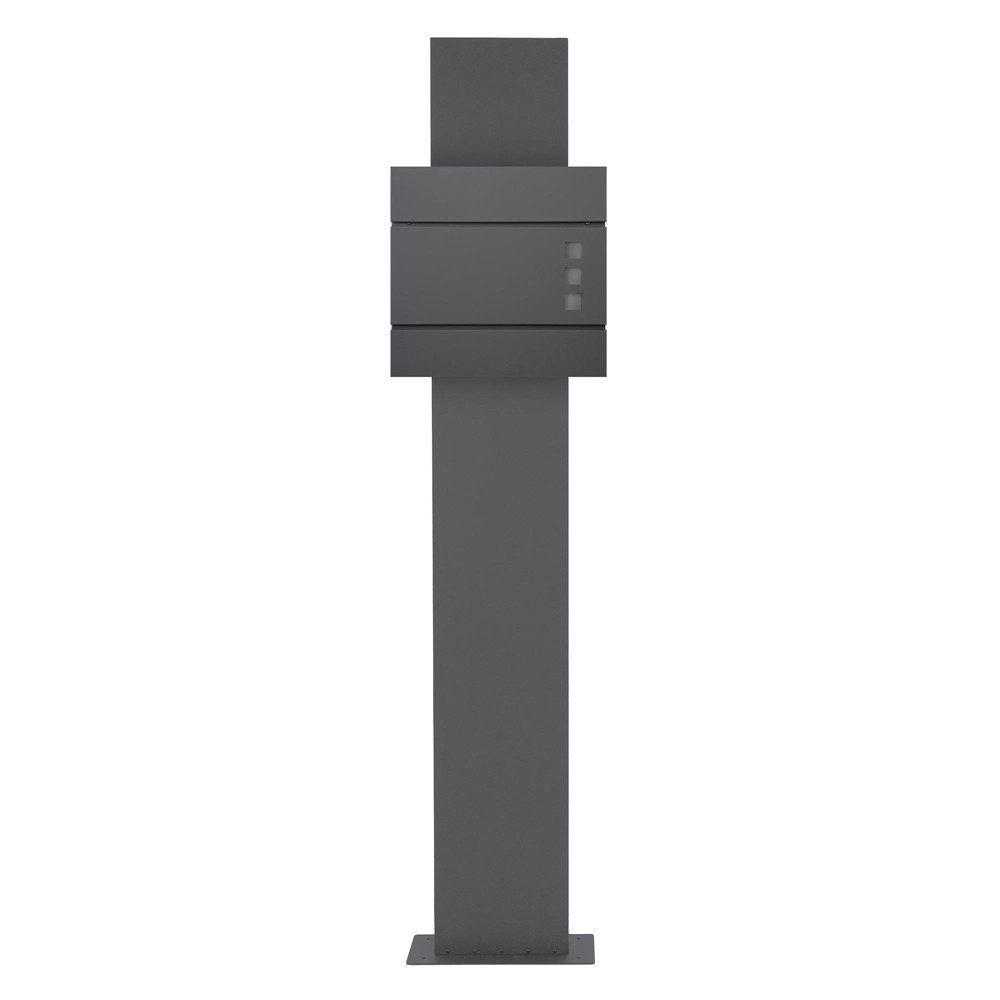 ML-DESIGN Standbriefkasten Wandbriefkasten Briefkasten Postkasten mit Zeitungsfach inkl. Standfuß, Briefkastenanlage mit Standfuß Anthrazit 170 cm Mailbox mit Pfosten