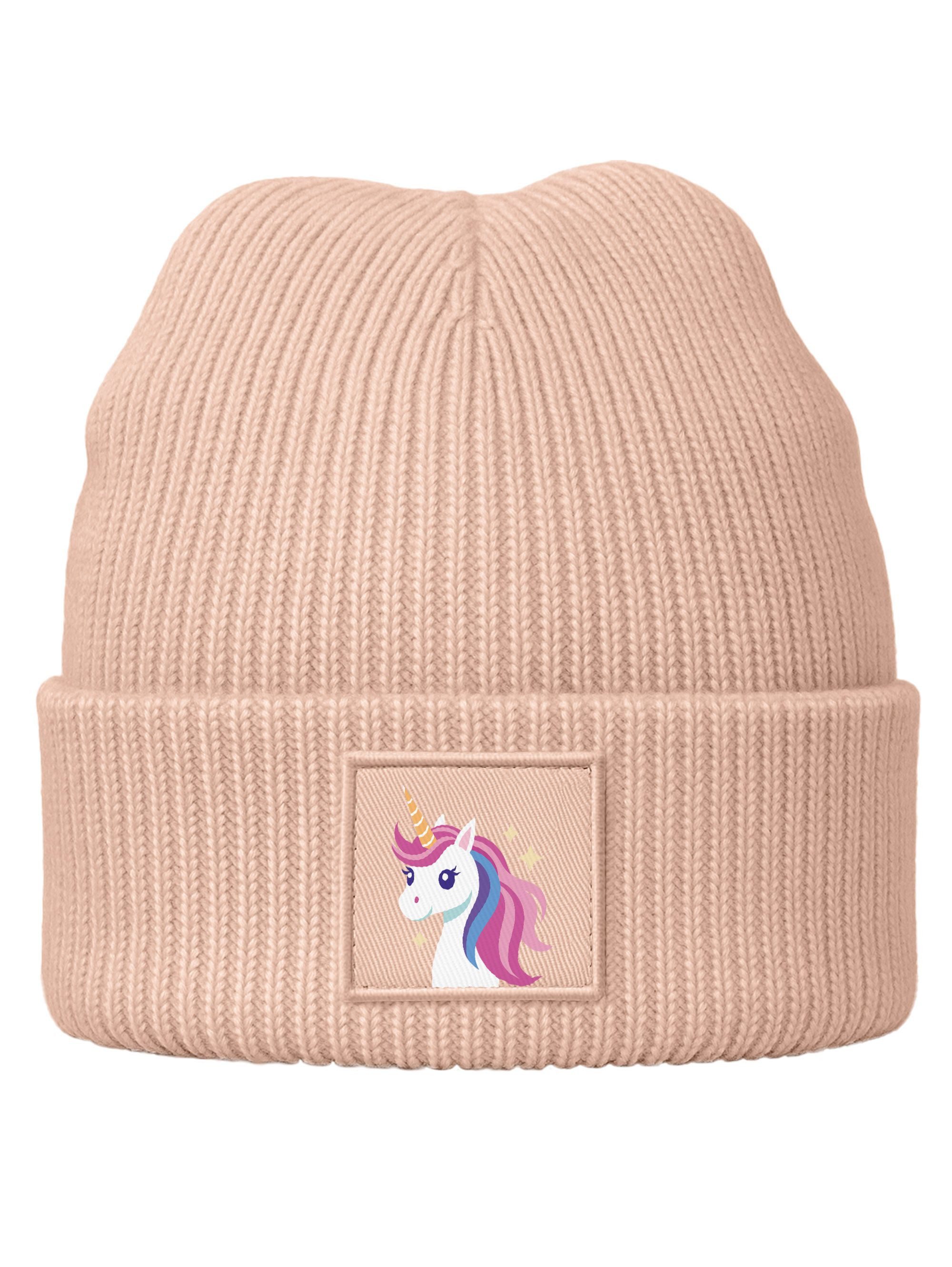 SpecialMe Beanie Kinder Beanie Mädchen Design Einhorn Aufdruck Print Strickmütze