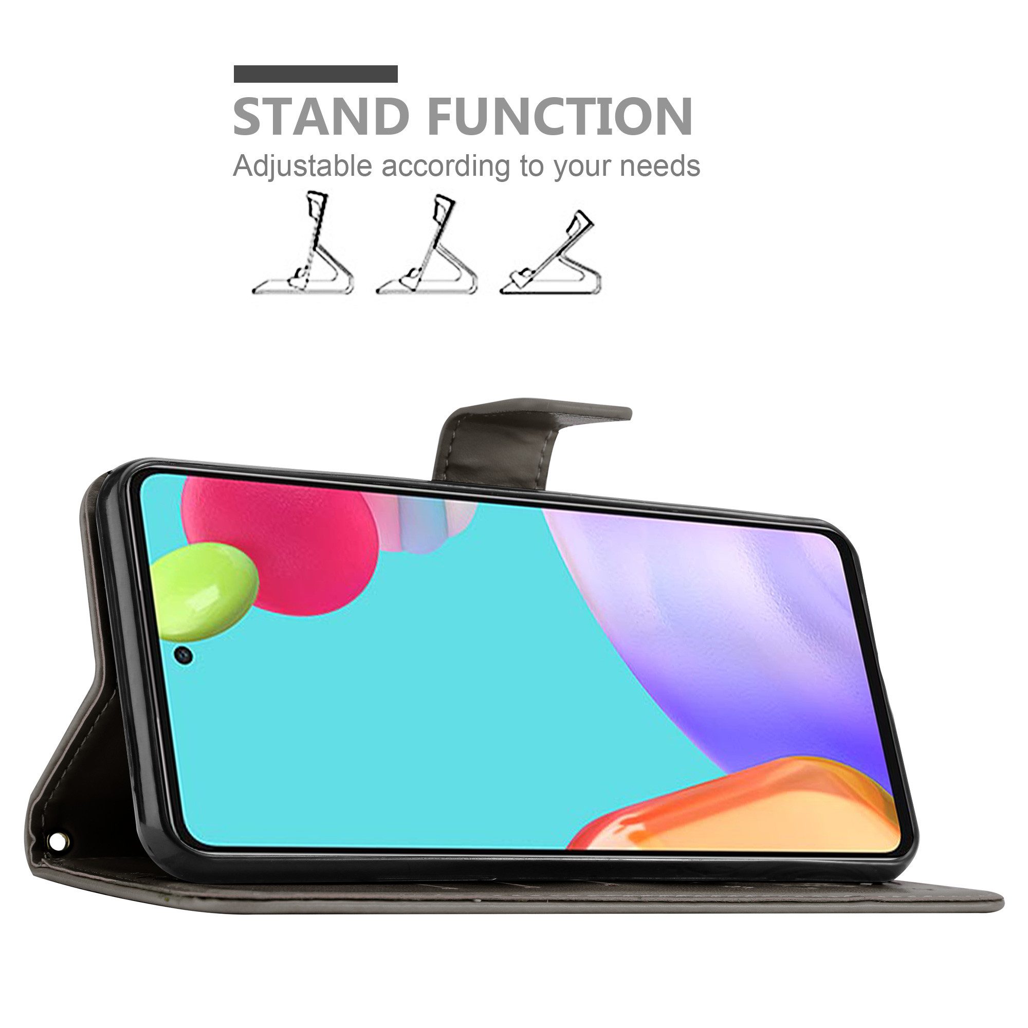 Cadorabo Handyhülle für Samsung Galaxy A52 (4G / 5G) / A52s Hülle Samsung Galaxy A52 (4G / 5G) / A52s, Hülle Schutzhülle Blumen Flower mit Standfunktion Kartenfach Magnet