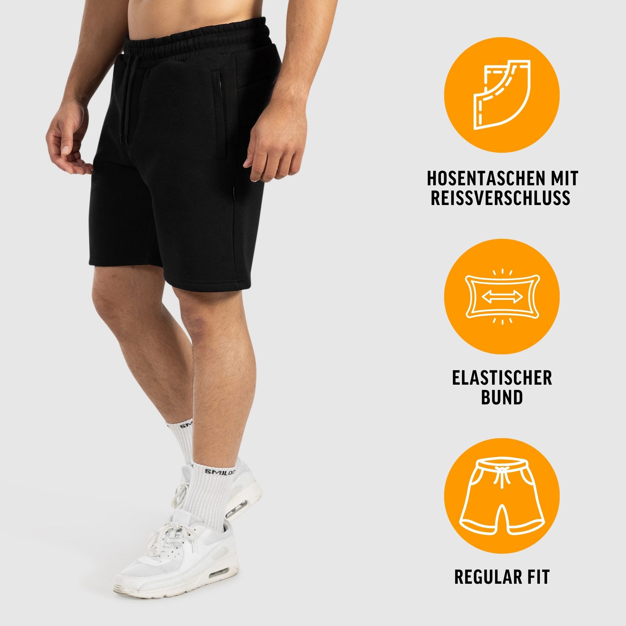 Smilodox Shorts Rion, Regular Fit Sportshorts, Reißverschlusstaschen, elastischer Bund Workout Trainingshose, Kordelzug, Gym Freizeit Streetstyle