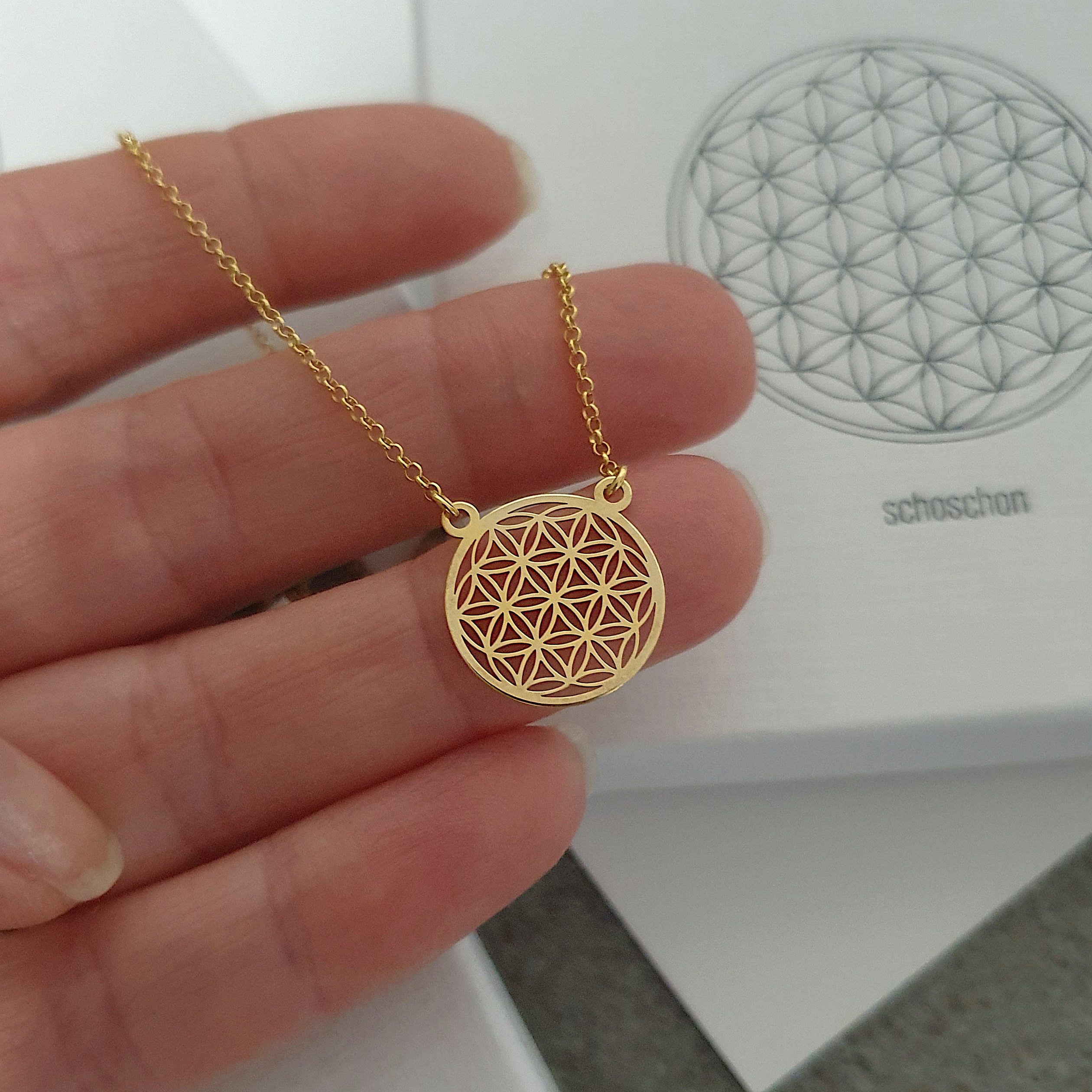 SCHOSCHON Kette mit Anhänger Blume des Lebens (Rollokette, Lebensblume Anhä günstig online kaufen