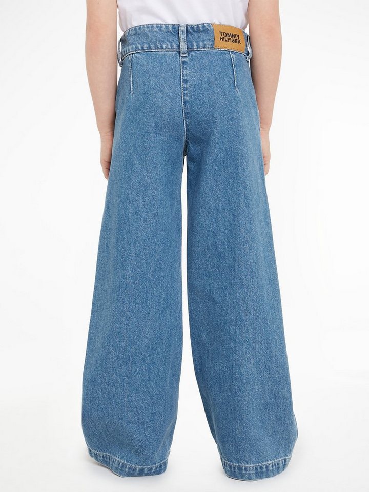 Tommy Hilfiger Weite Jeans WIDE PLEATED DENIM PANT mit Leder-Brandlabel am  hinteren Bundabschluss