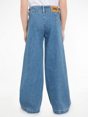 Tommy Hilfiger Weite Jeans WIDE PLEATED DENIM PANT mit Leder-Brandlabel am hinteren Bundabschluss