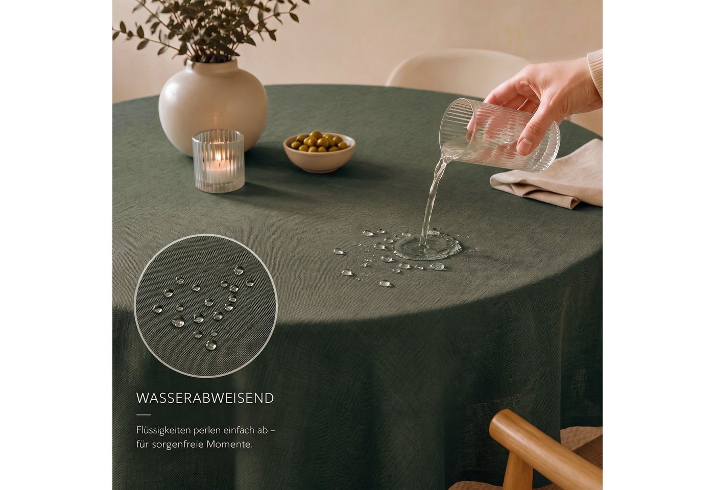 OTTO home Tischdecke Josée, wasserabweisend, in eckig & rund (Packung 1-tlg), strukturiert, Leinenoptik, uni,wasserabweisend, pflegeleicht, …