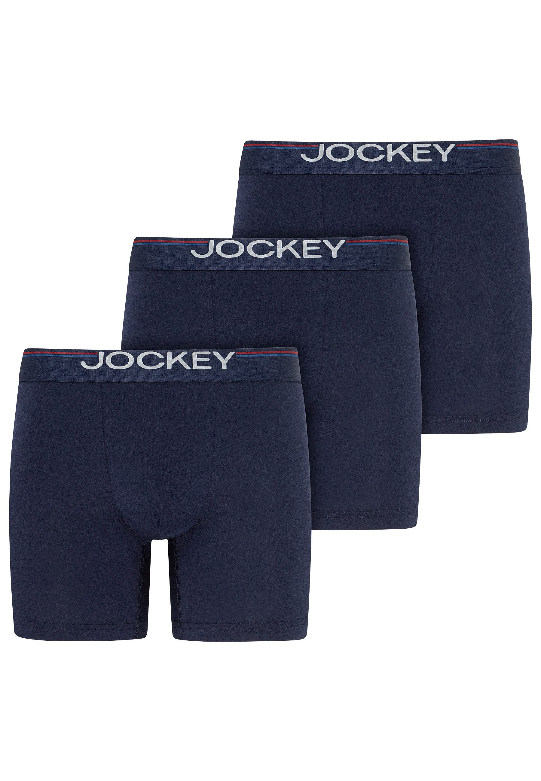 Jockey Langer Boxer Cotton Stretch (3er Pack) eng anliegend, hoher Tragekomfort
