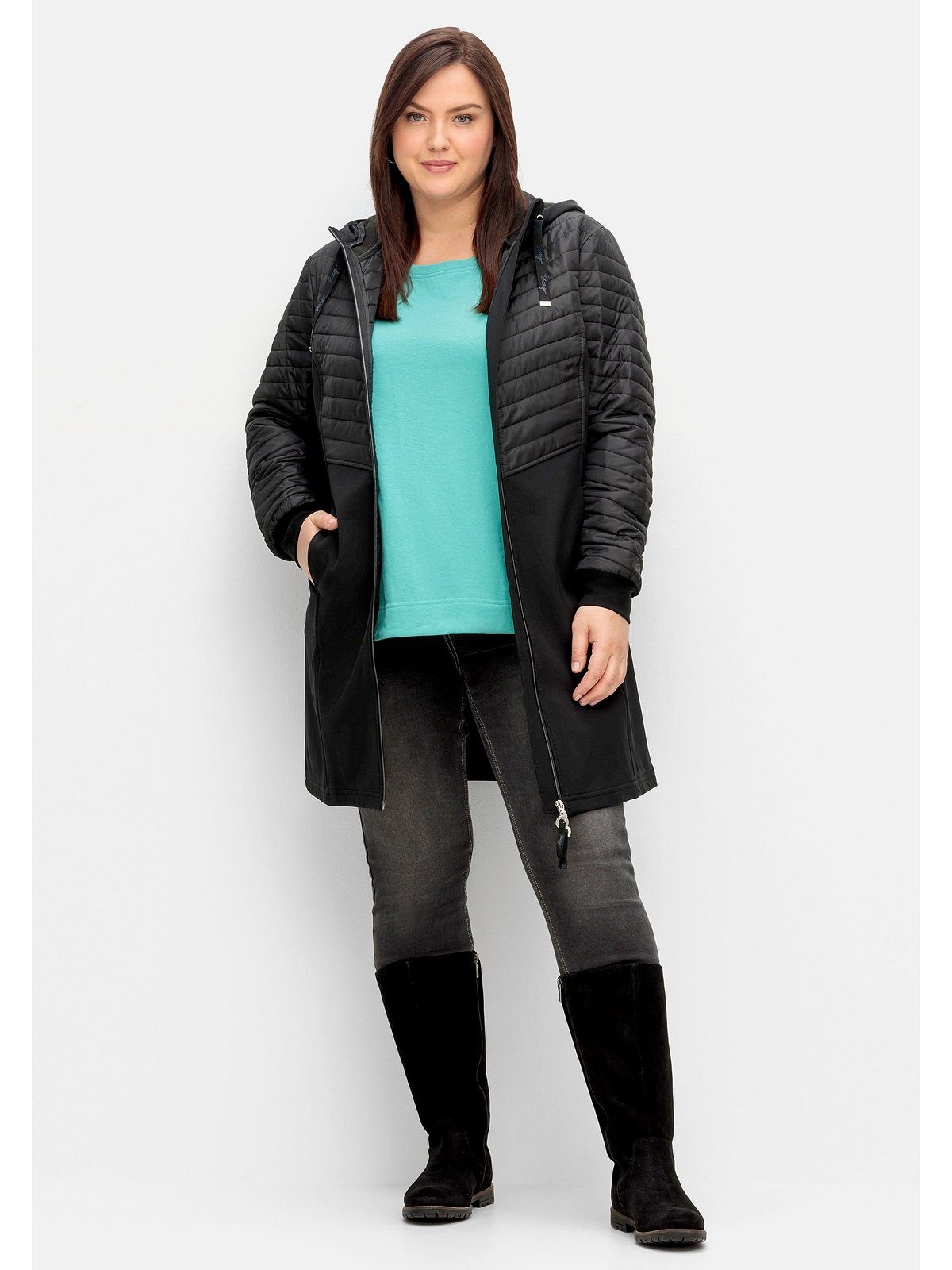 Sheego Funktionsmantel Große Größen aus Softshell, wasserabweisend