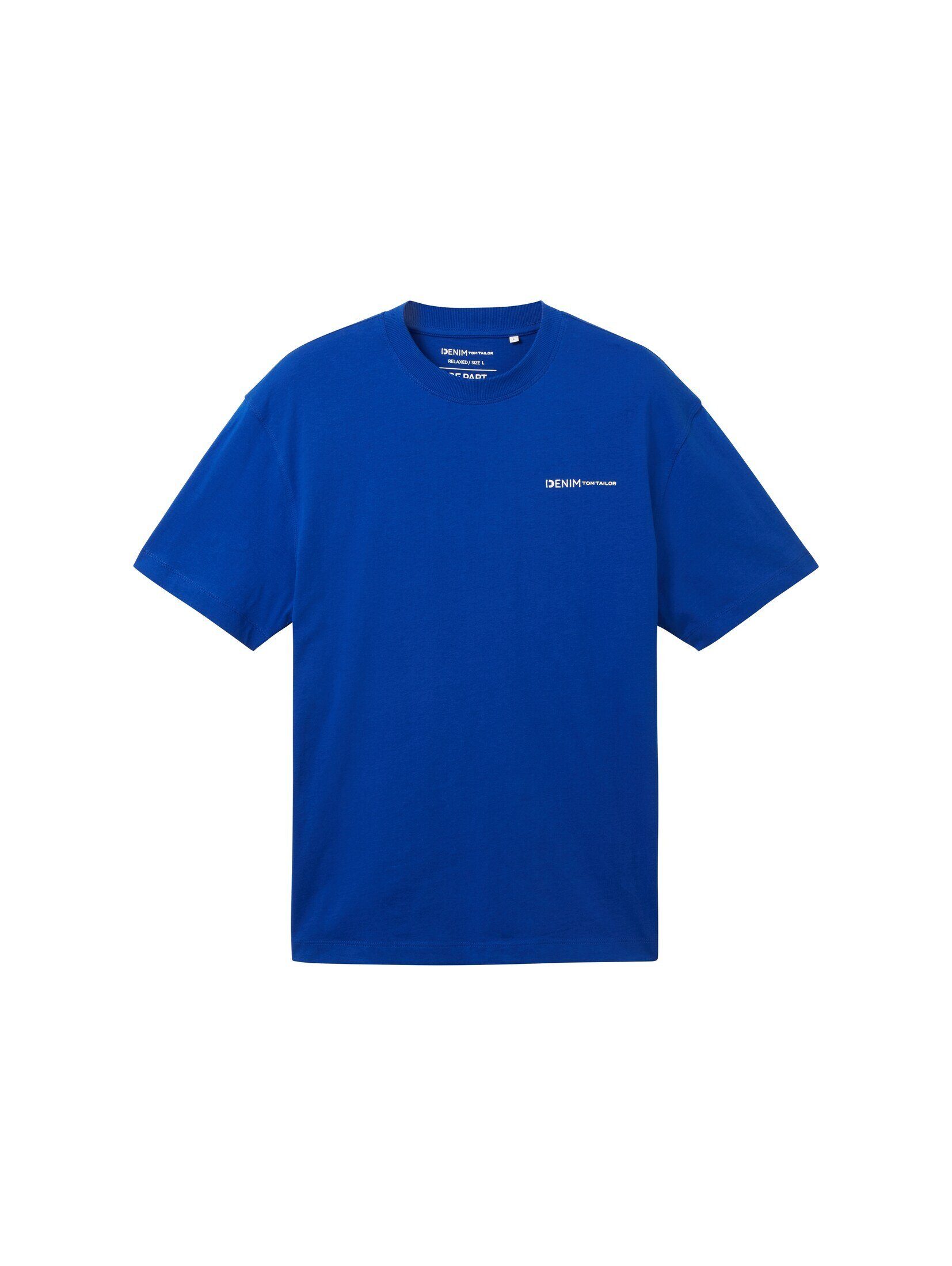 TOM TAILOR Denim T-Shirt T-Shirt royal mit Bio-Baumwolle blue shiny