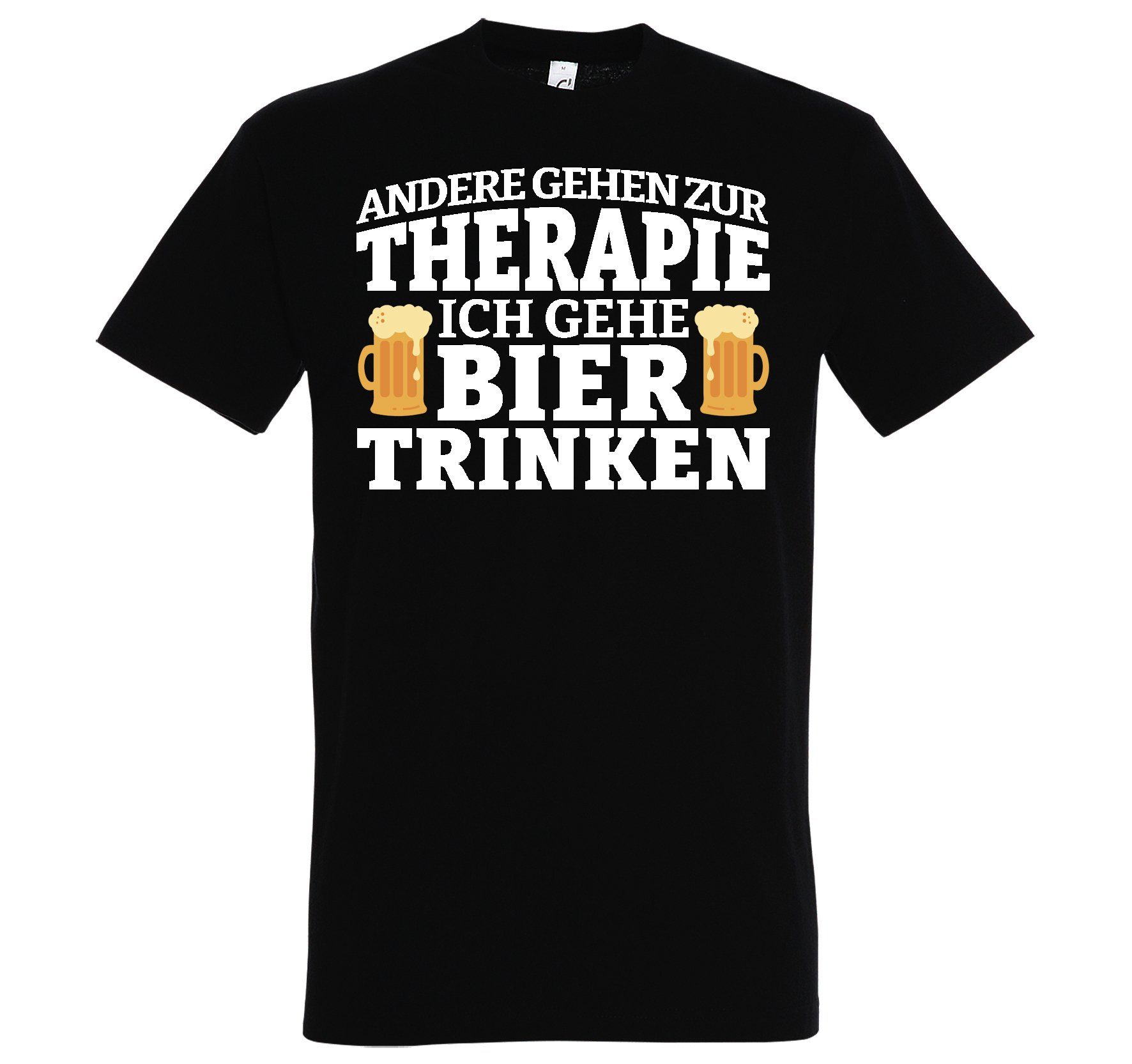 Designz Schwarz Youth Herren mit Lustigem Bier T-Shirt Spruch Therapie Shirt Bier