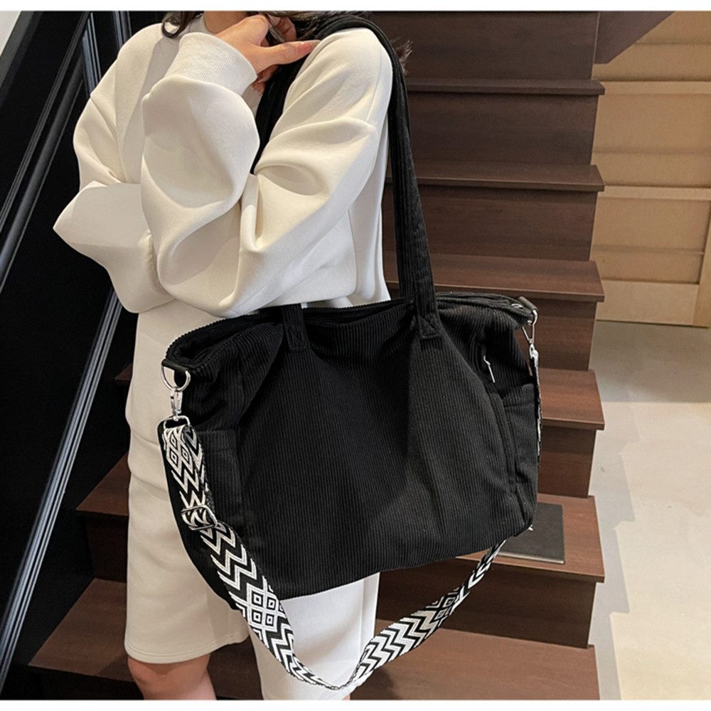 Bextsrack Schultertasche Damen Umhängetasche Groß Shopper Handtasche Cord Tote Bag Reisetasche, für Arbeit Büro Reisen Einkaufen Schule Strand