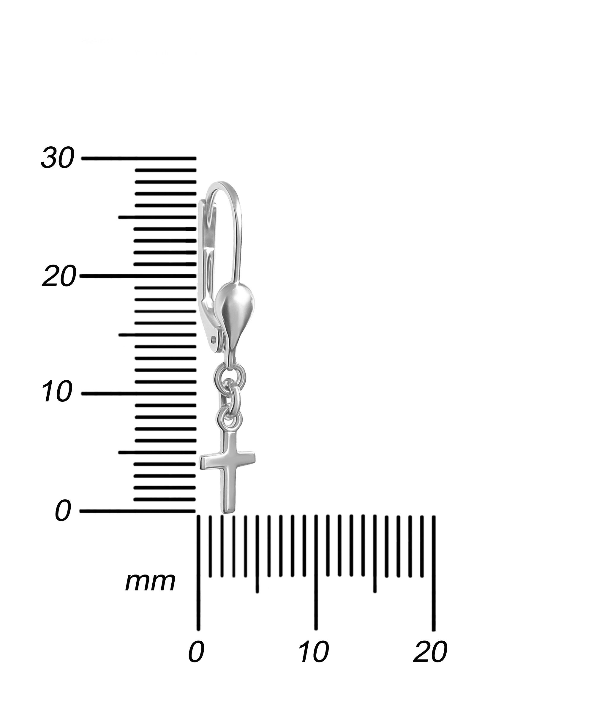 JEVELION Paar Ohrstecker 925 Silber Kreuz-Ohrhänger Kreuzanhänger Sterlingsilber (Ohrschmuck, 2-tlg., für Damen und Herren), Silberschmuck - Made in Germany