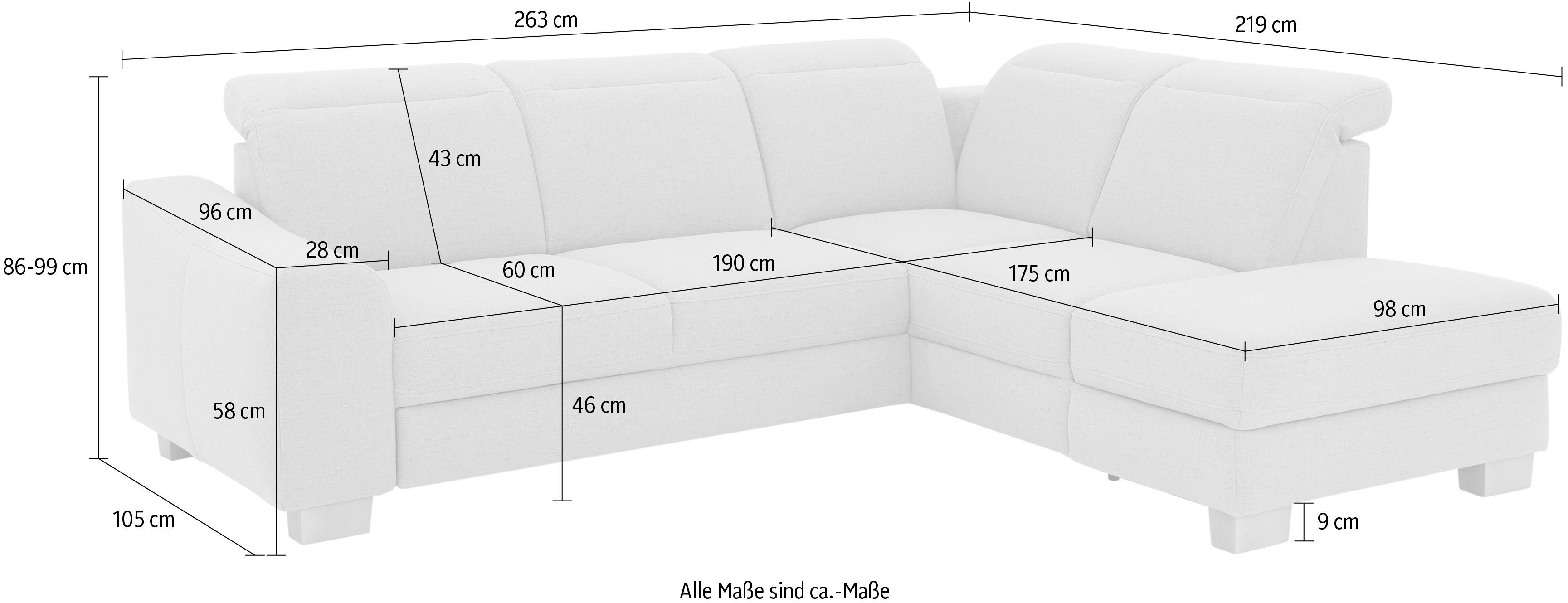 zusätzlich Home Dundee, affaire Ecksofa und wahlweise mit mit Bettfunktion Kopfteilverstellung