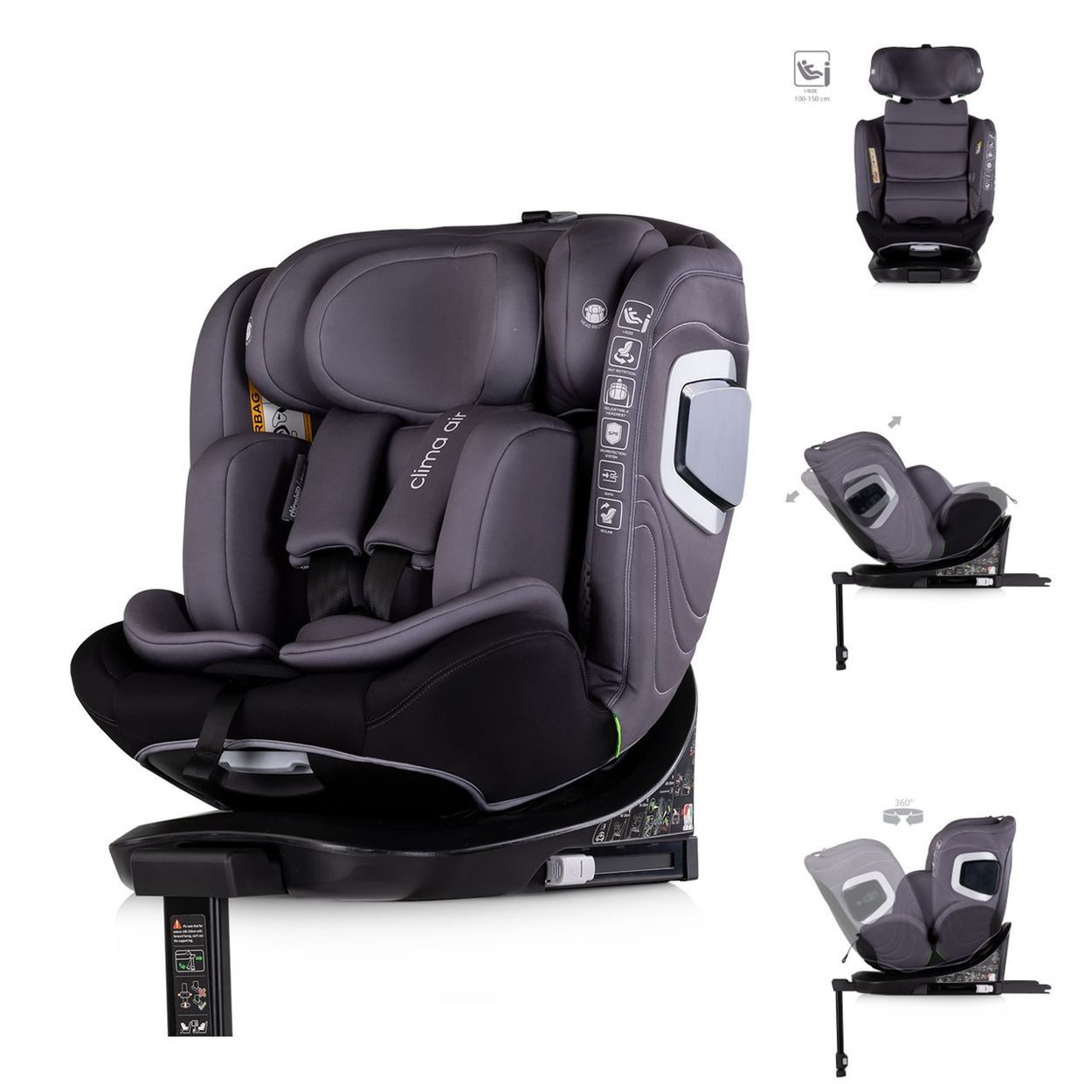 Chipolino Autokindersitz Kindersitz Clima Air i-Size, ab: 0, bis: 12, (40-150 cm) Isofix Lüftungs-Heizfunktion