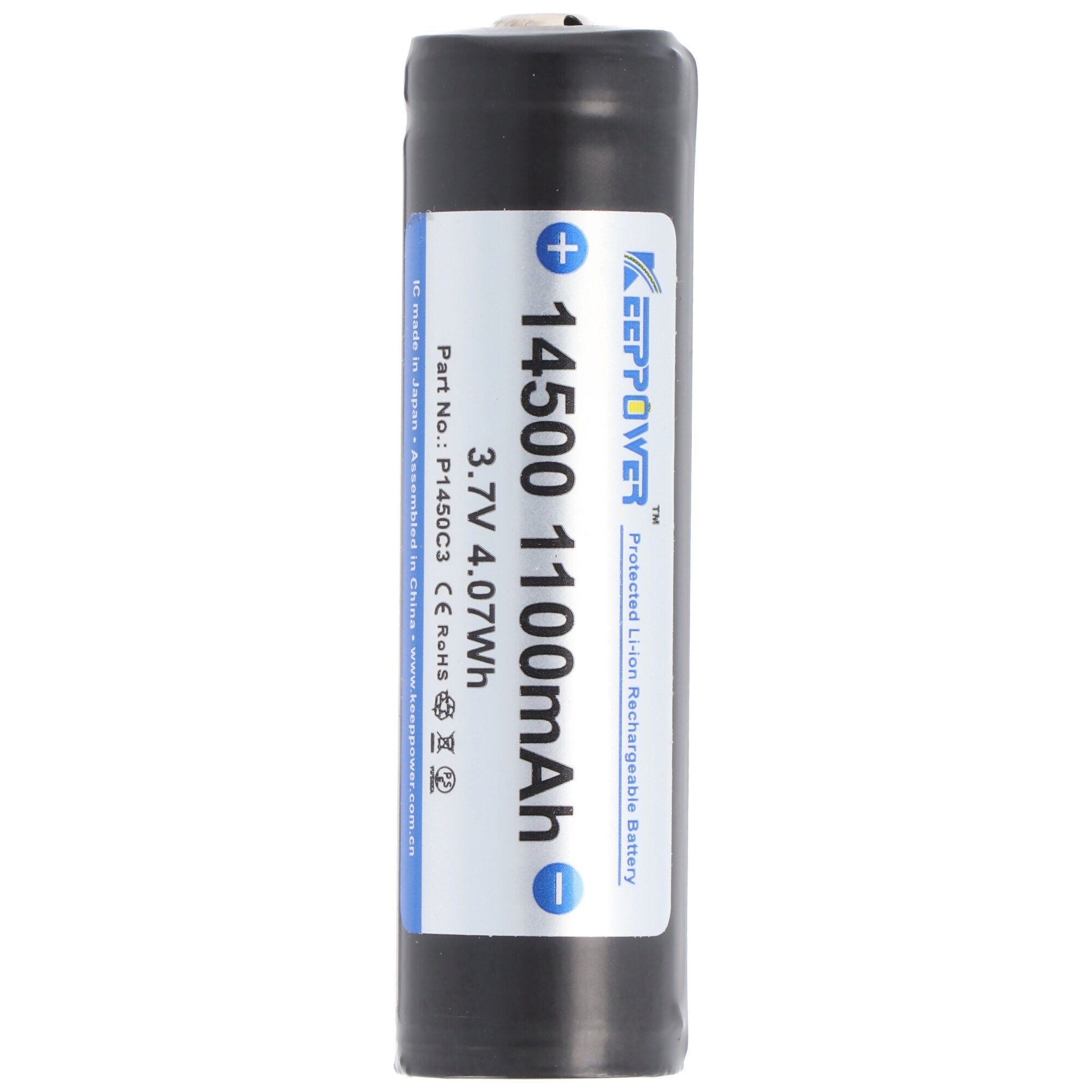 Akku 14500 mit 3,7 Volt Spannung und 1100mAh Kapazität, Li-Ion-Akku P Akku