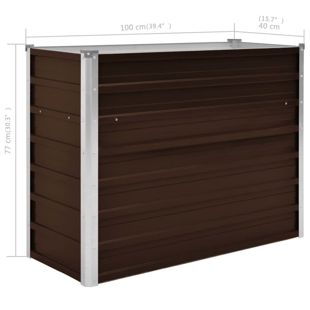 DOTMALL Hochbeet Garten-Hochbeet Braun 100 x 40 x 77 cm Verzinkter Stahl