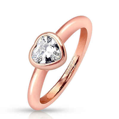 BUNGSA Fingerring Ring Kristall Rosegold aus Edelstahl Damen (Ring, 1-tlg), Damen Herren
