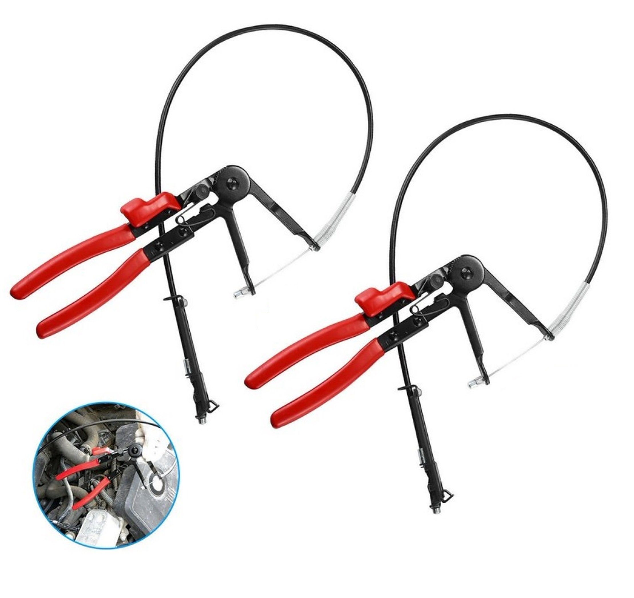 Schlauchklemmenzange 2er Set Flexible Schlauchklemmzange mit Bowdenzug und Arretierung